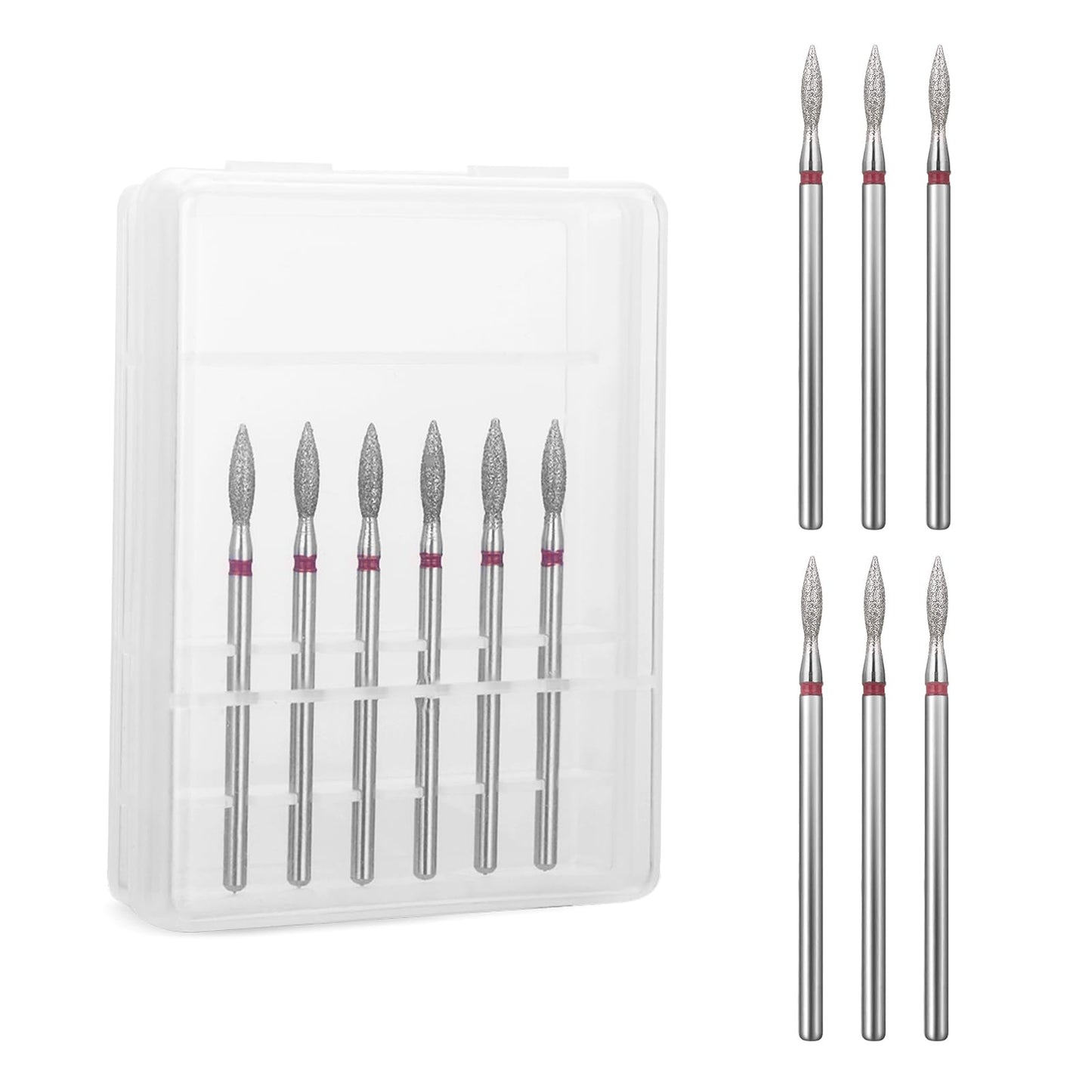 Lusofie 6Pcs Flame Nail Bits Set, Cuticle Drill Bit 3/32 Diamond Carbide Cuticle Remover Drill Bits for Nails Professional Cuticle Clean Nail Drill Bit Remove Cuticle Dead Skin Cleaner Tool