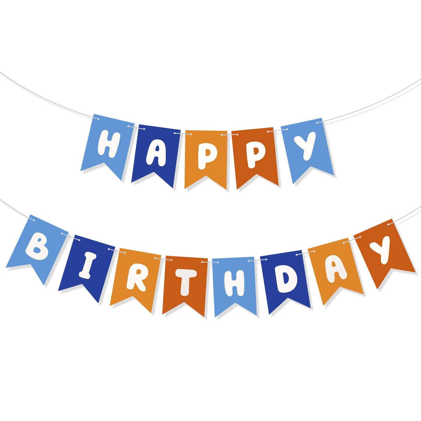 Blue Happy Birthday Banner Bunting Party Decorations for Women and Men Happy Birthday Sign and Garland Blue and Orange Hanging Decorations Perfect for Birthday Party Supplies and Background