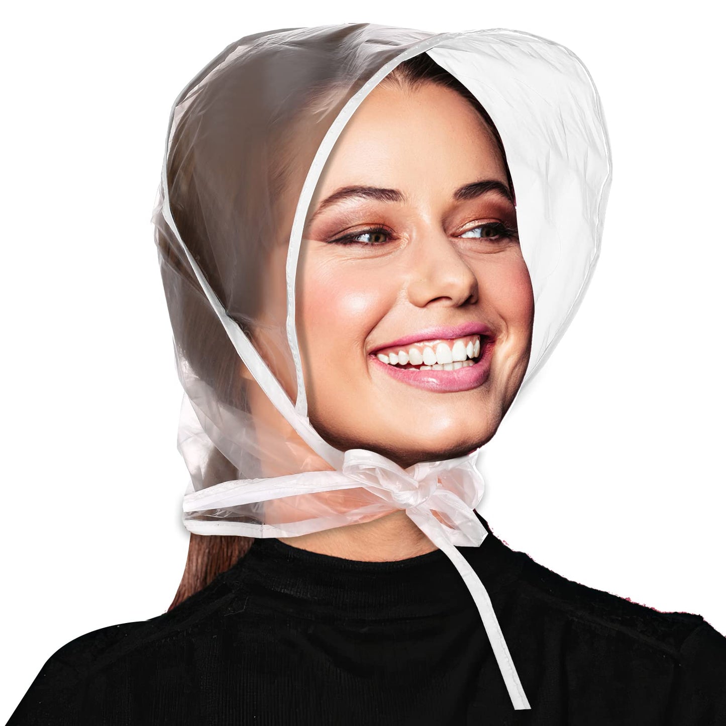 Lusofie 6 Pieces Rain Bonnet with Visor Clear Waterproof Rain Scarf Protect Hairstyle Plastic Rain Hats for Women Lady Rain Wear