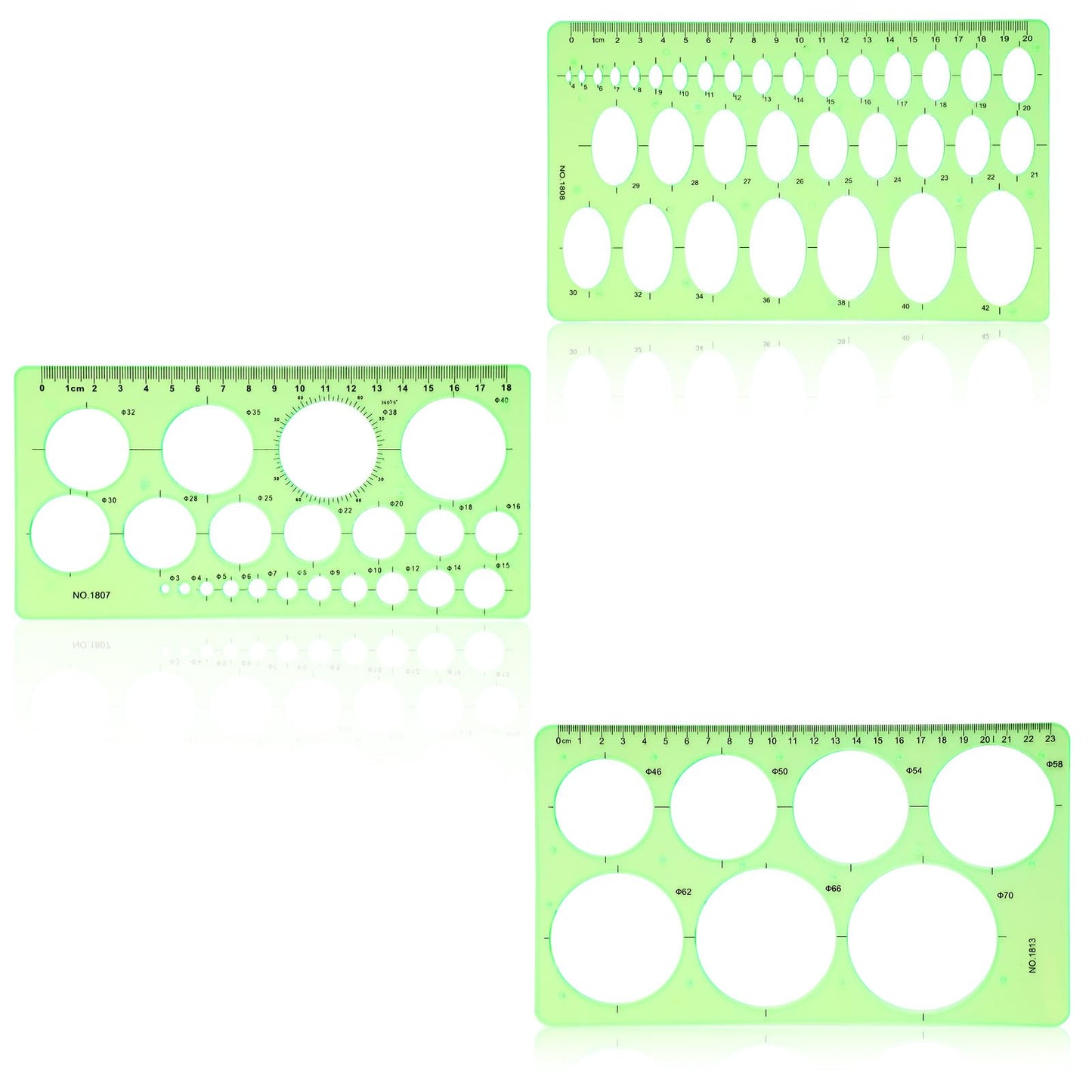 3PCS Circle Stencil,3 Sizes Circle Template for Drawing,Multi-Function Geometric Circles Ruler for Office, School, Building, Formwork, Drawings