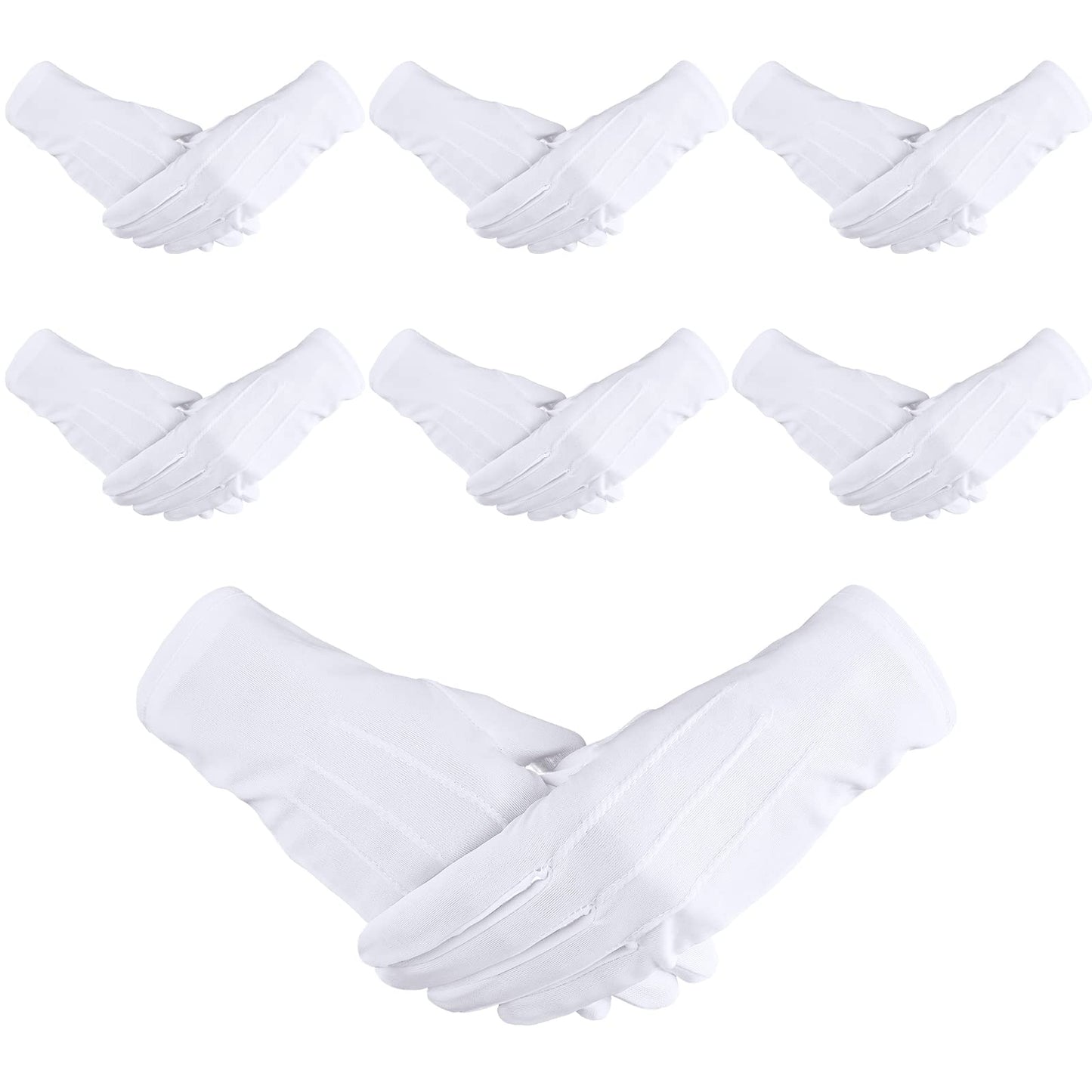 Yolev 6 Pairs White Gloves Men Uniform Gloves Parade Costume Gloves Dress Gloves Formal Tuxedo for Police Formal Tuxedo Honor Guard Parade Costume