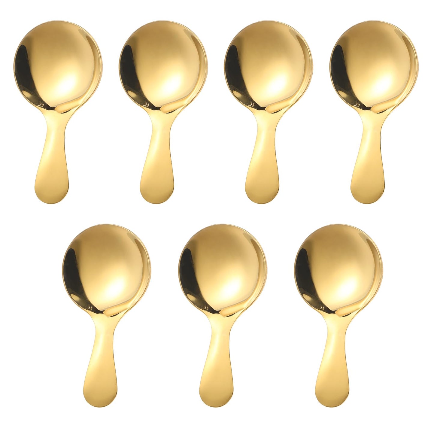 7 PCS Mini Gold Spoons - Short Handle Stainless Spoon for Canisters - Gold Coffee Spoons Small Candy Sugar Spoon for Salt Sugar Condiments Coffee Tea Desserts