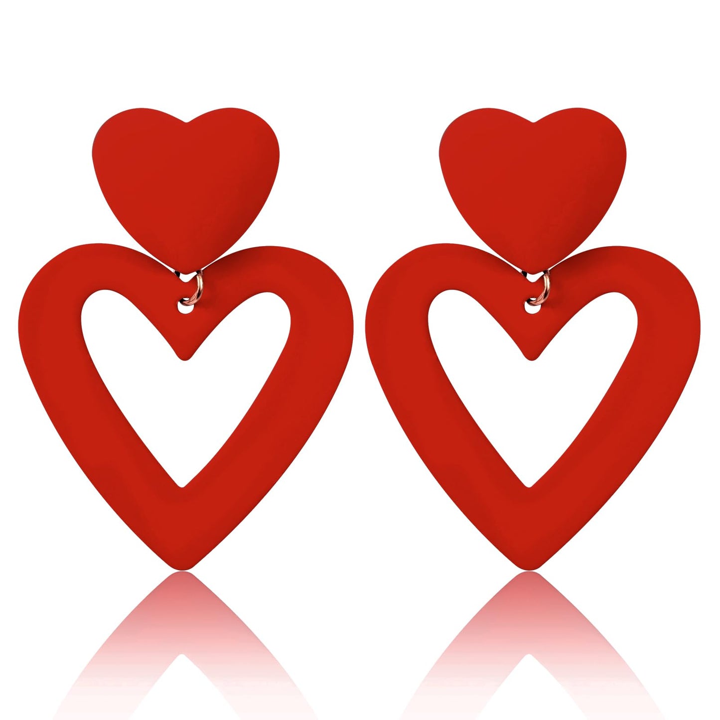 Red Heart Earrings Double Heart Earrings for Women Red Heart Earring Love Heart Earrings Dangle for Valentine's Day Mother's Day Birthday Heart Shaped Earrings for Women Girl Jewelry Gifts
