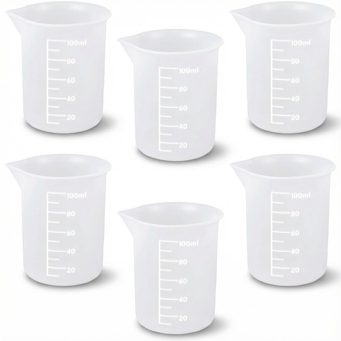6 Pcs Silicone Cups for Melting Chocolate,100ml Reusable Silicone Measuring Cup, Soft Mixing Cups with Precise Scale for Resin Molds Jewelry Making DIY Craft