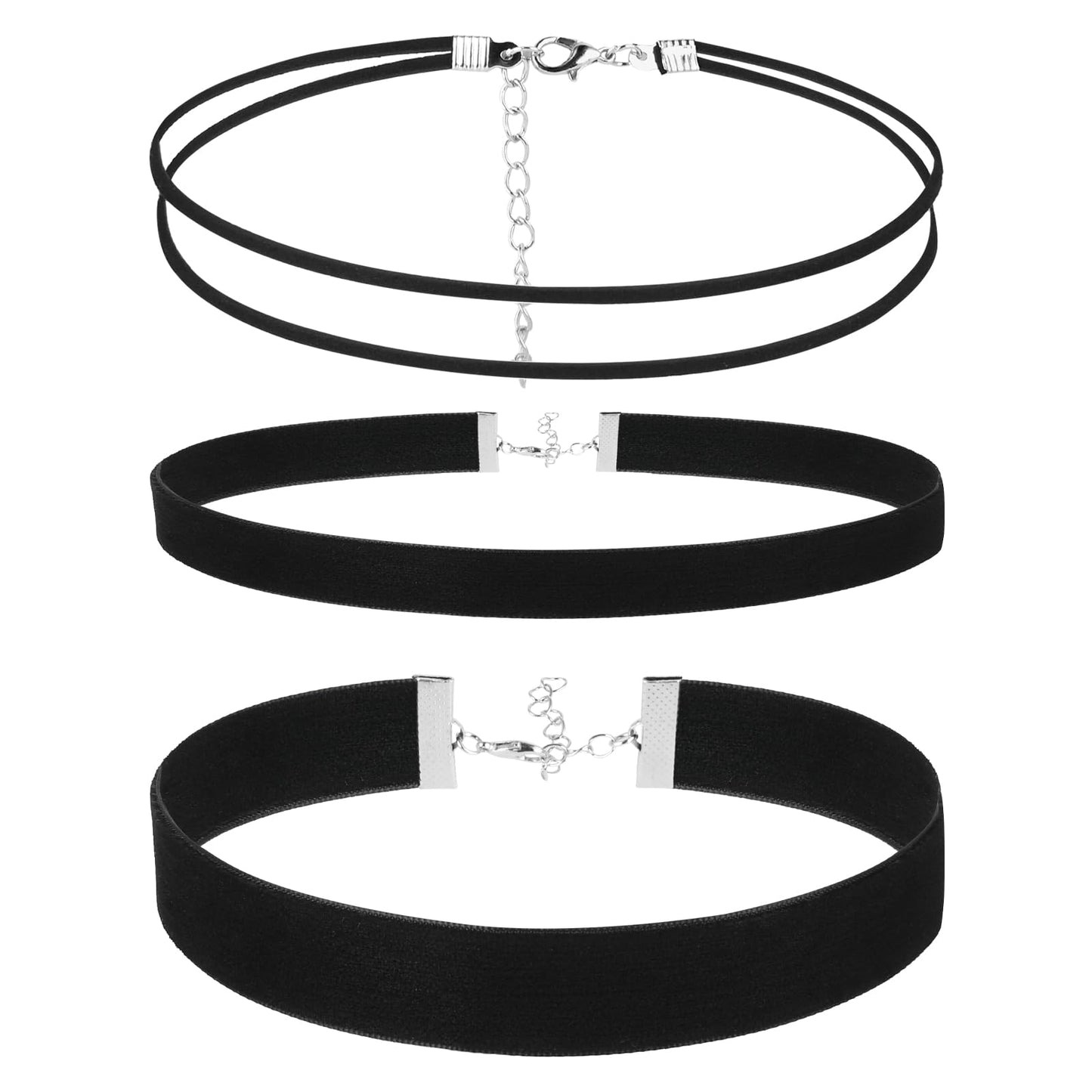 Telooco Black Choker Necklace for Women Black Velvet Choker Necklace Adjustable Gothic Classical Collars Layered Choker Jewelry for Women Girls