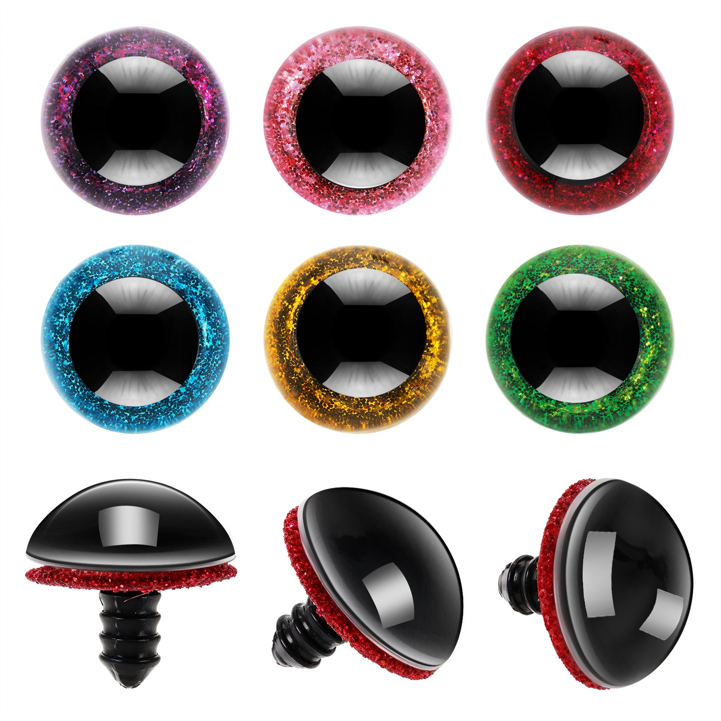 Tucnoeu 120pcs 16mm Safety Eyes for Crochet Toys,Glitter Plastic Safety Eyes with Washers,Crochet Plushies Eyes,Stuffed Animal Eyes for DIY of Puppet, Bear, Toy Halloween Decorations