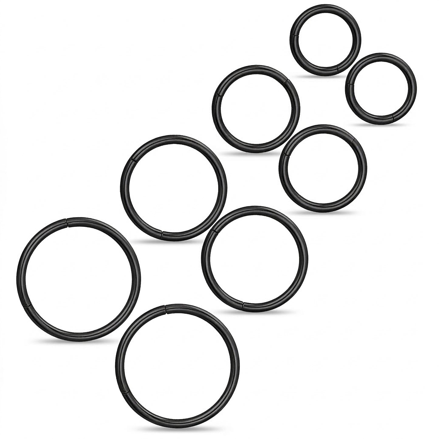 Yolev 8pcs Nose Rings Hoop 16g Surgical Steel Thin Hinged Clicker Segment Ring Septum Piercing Jewelry Tragus Helix Earring Cartilage Daith Body Piercing For Women Men 6/8/10/12mm