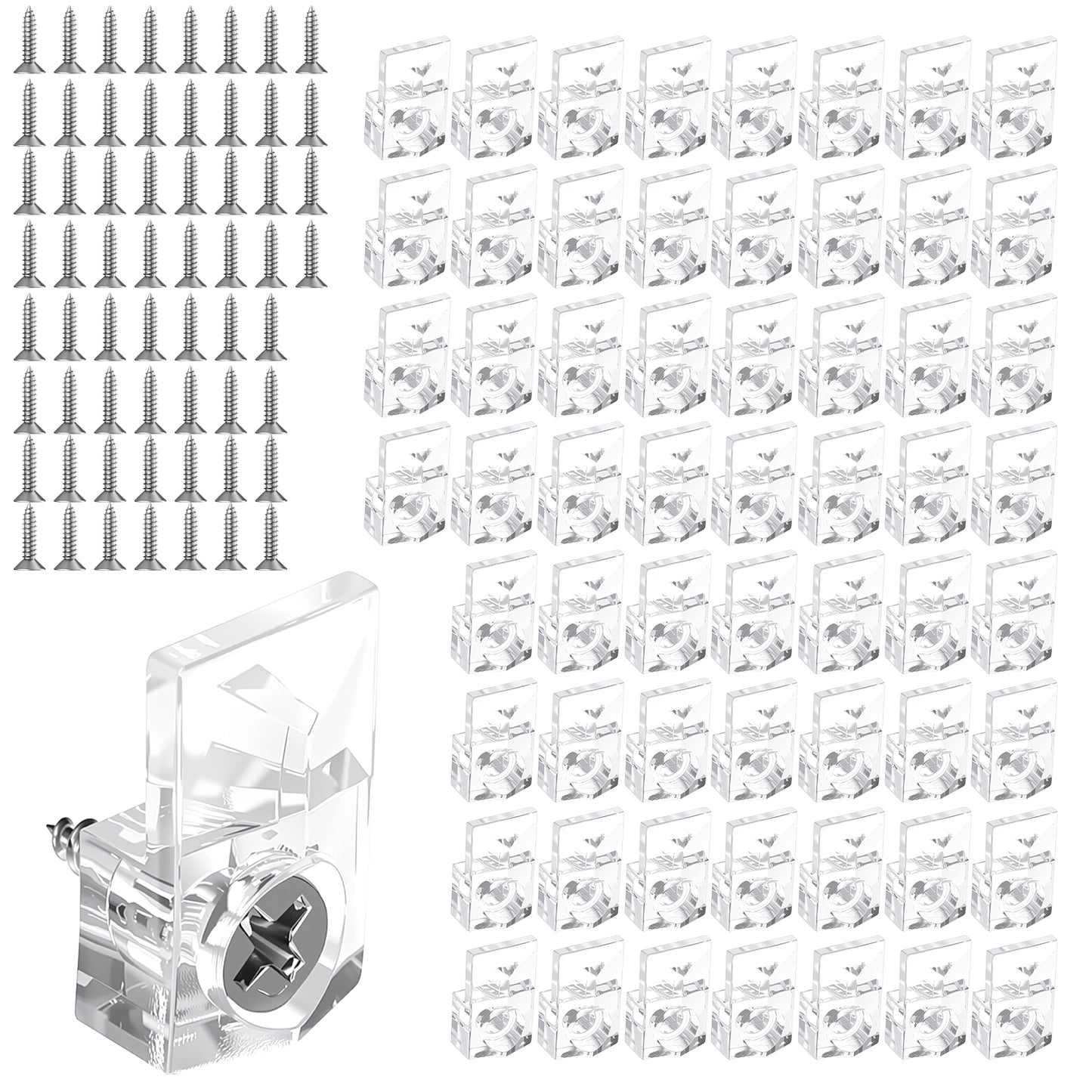 60 Set Mirror Holder Clips, Transparent Mirror Mounting Hardware with Screws, Mirror Hanging kit, Suitable for Frameless Mirrors and Wall Mounted Mirrors Clips
