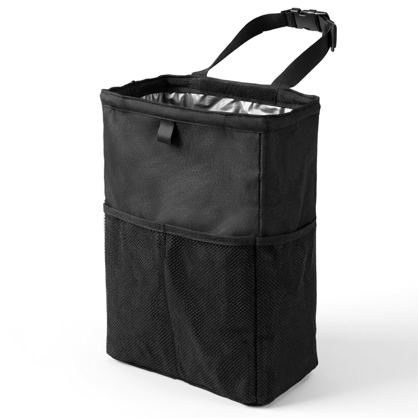 Neyauo 3.5 Gallon Leak-Proof Car Trash Can with Hook and Loop Lid and Handle, Waterproof Portable Hanging Auto Garbage Bag, Large Capacity Waste Bin for SUV, Truck, RV, Camping & Office (Black)