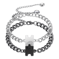 Matching Bracelets for Couples, Puzzle Heart Stainless Steel Bracelets for Women Men His Hers, Perfect Anniversary & Valentine's Day Gifts, Bracelet Set for Boyfriend, Girlfriend, Husband, Wife
