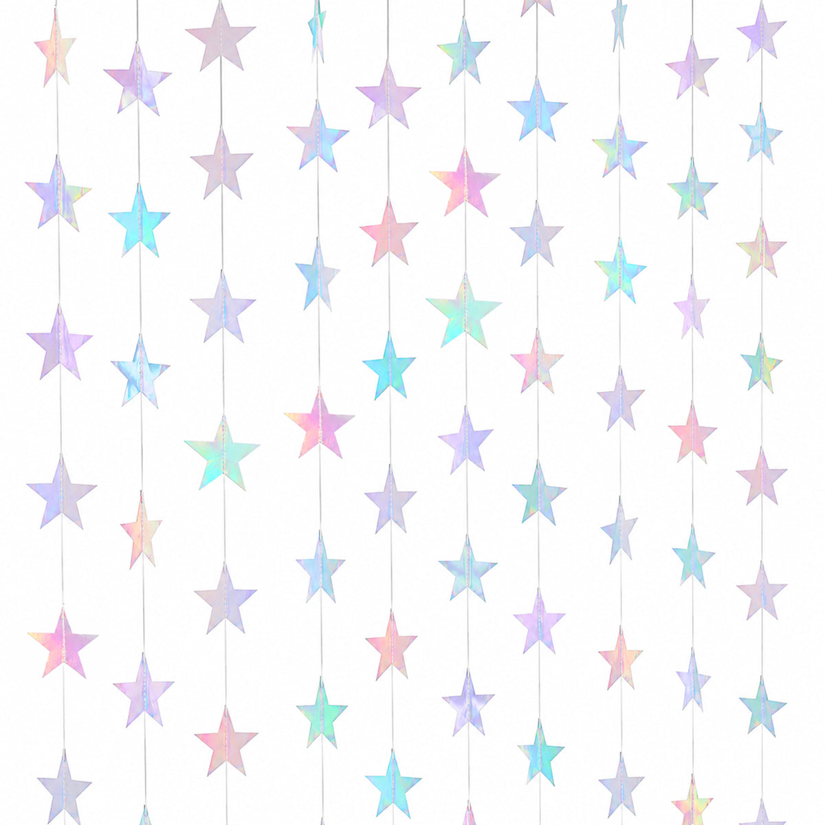 Iridescent Silver Star Garland,Hanging Star Streamers for Party Decorations
