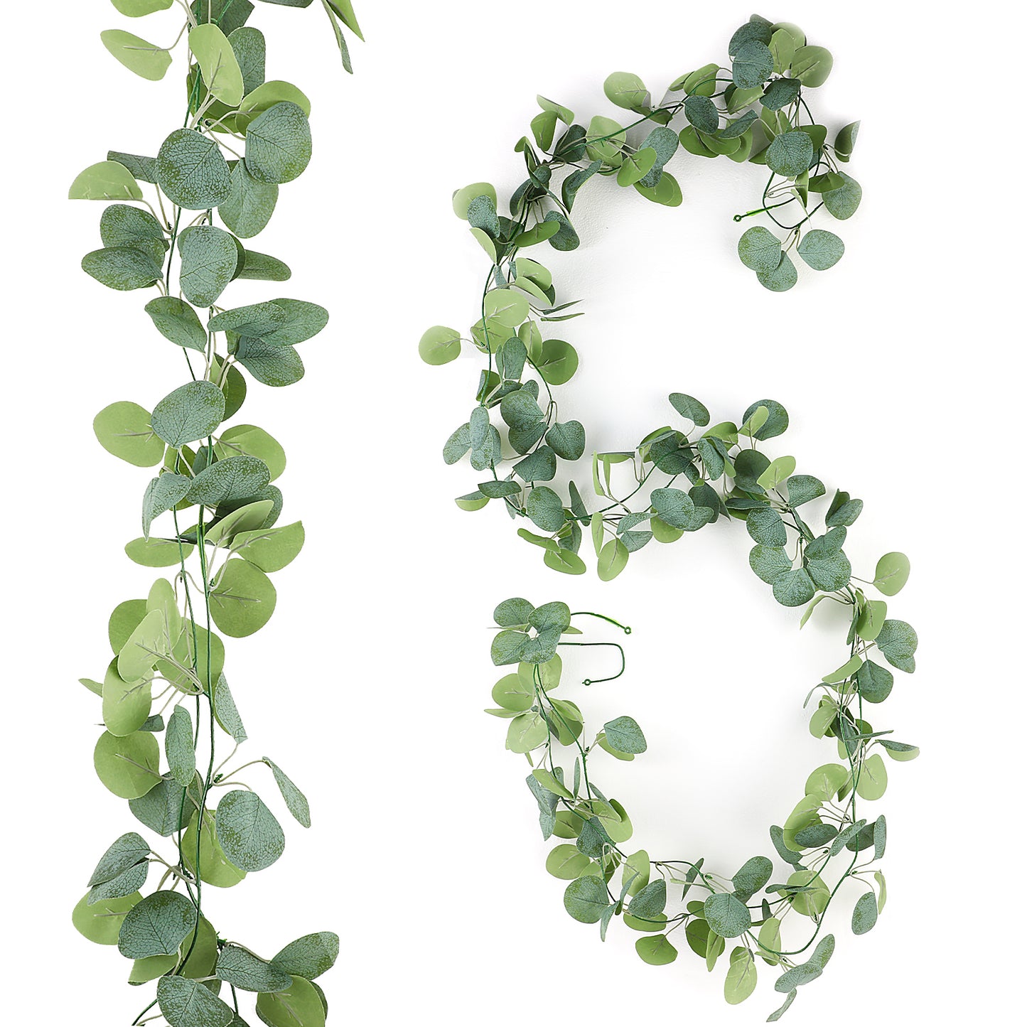 Yolev 2 Pcs Eucalyptus Garland Artificial Christmas Garland Eucalyptus Leaves Garland Fake Vines for Mantle Party Table Fireplace Wedding Bedroom Backdrop Indoor Wall Decoration