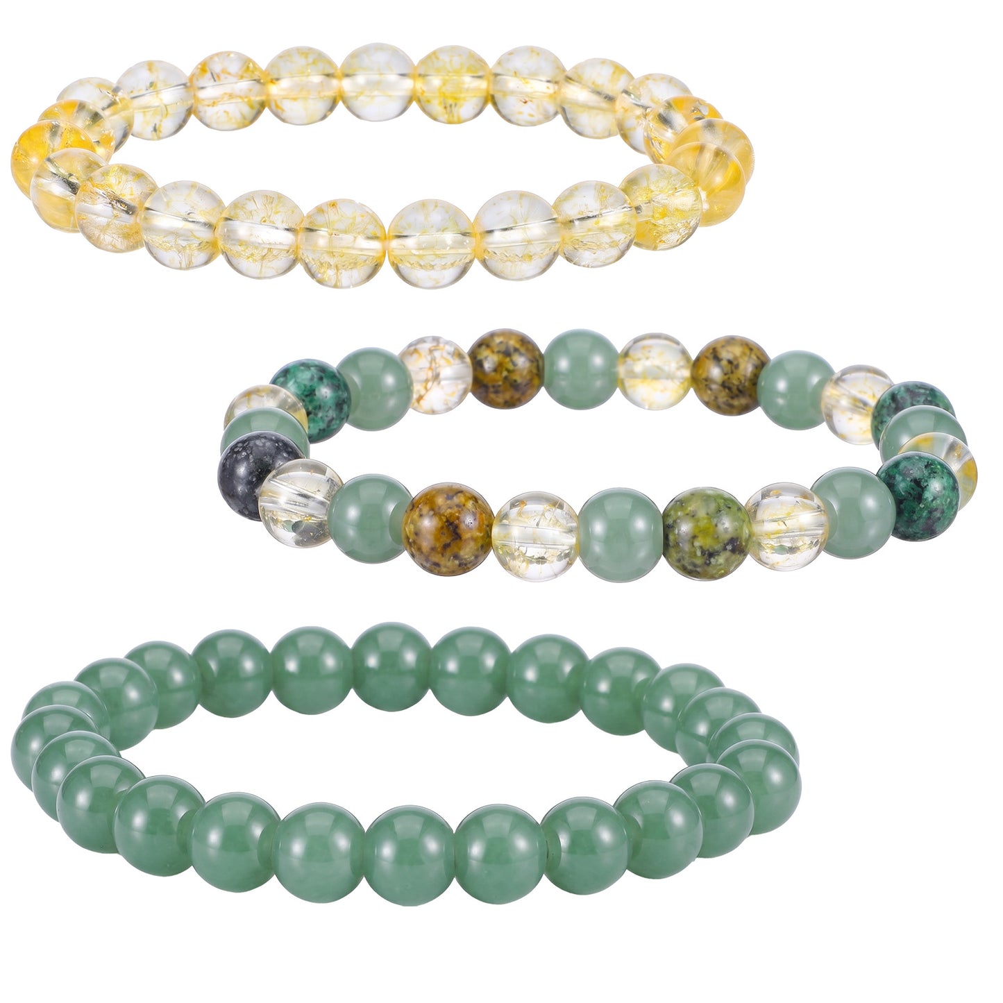 Neyauo 3 Pcs Wealth Money Bracelet,African Turquoise Crystal Bracelets for Women Men,Green Aventurine Feng Shui Bracelet,Good Luck Bracelets Jewelry Gifts