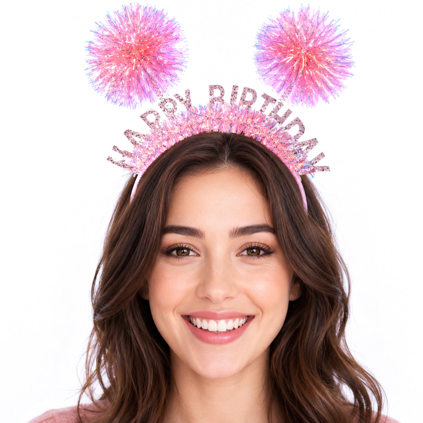 Happy Birthday Headband – Pink Tiara for Women Girls – Party Decorations & Photo Prop – Birthday Queen Gift for Bachelorette, Bridal Shower, Sweet 16