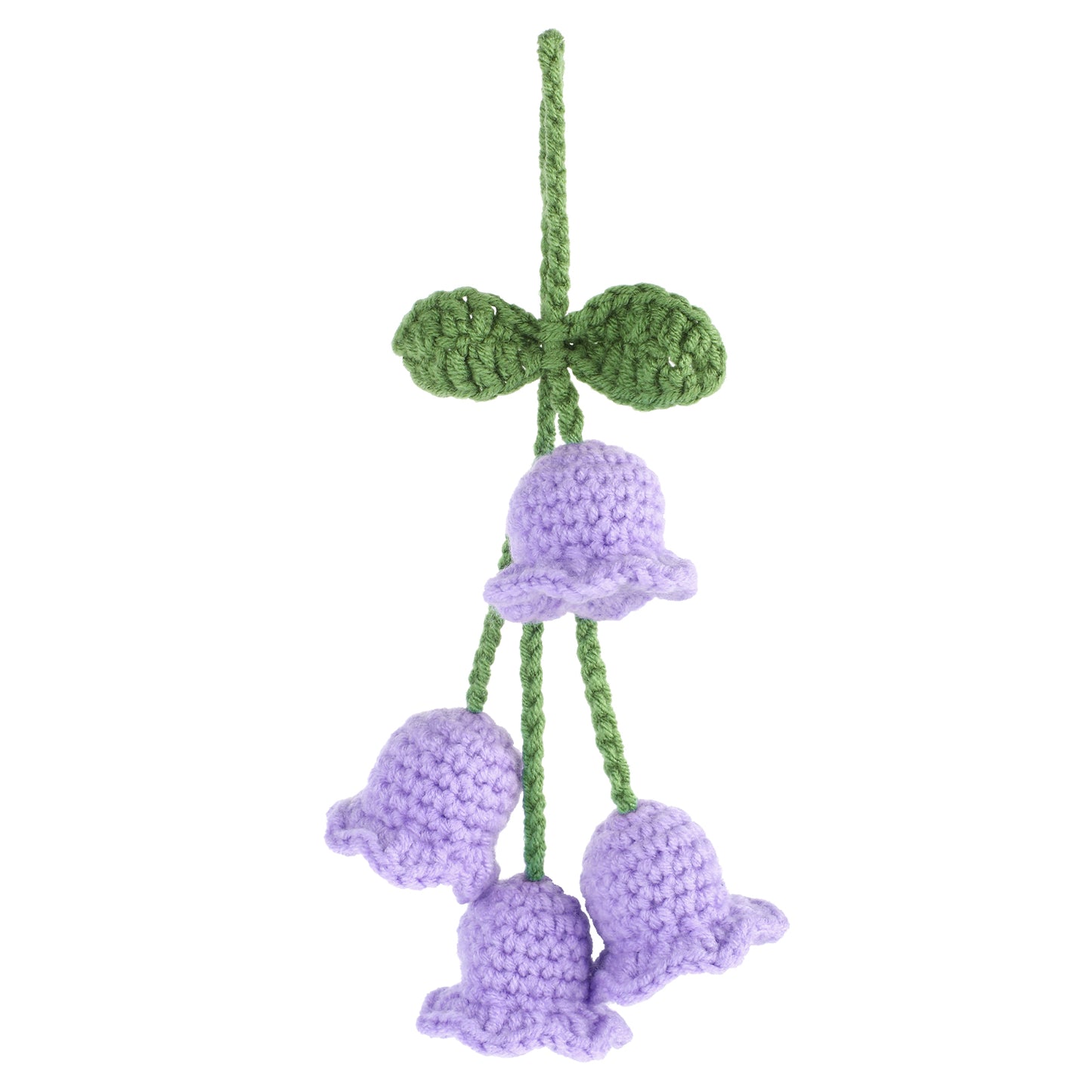 Rear View Mirror Hanging Accessories, Cute Car Accessories for Women, Bellflower Hand Knitted Car Pendant, Mirror Hanging Accessories for Your Car(Purple)