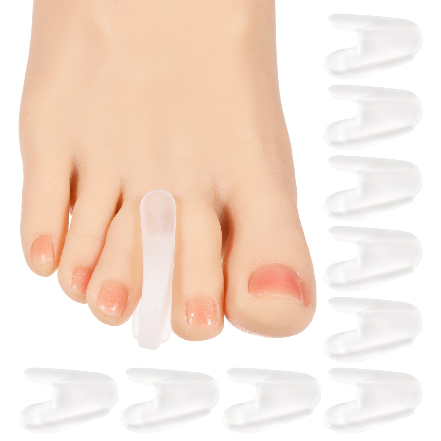 6 Pairs Gel Hallux Valgus Toe Separators Toe Correction Toe Separators Women's Silicone A-Shaped Relief Bunion Toe Spacer for Bunion Overlapping Toes Prevent Friction (Size S)