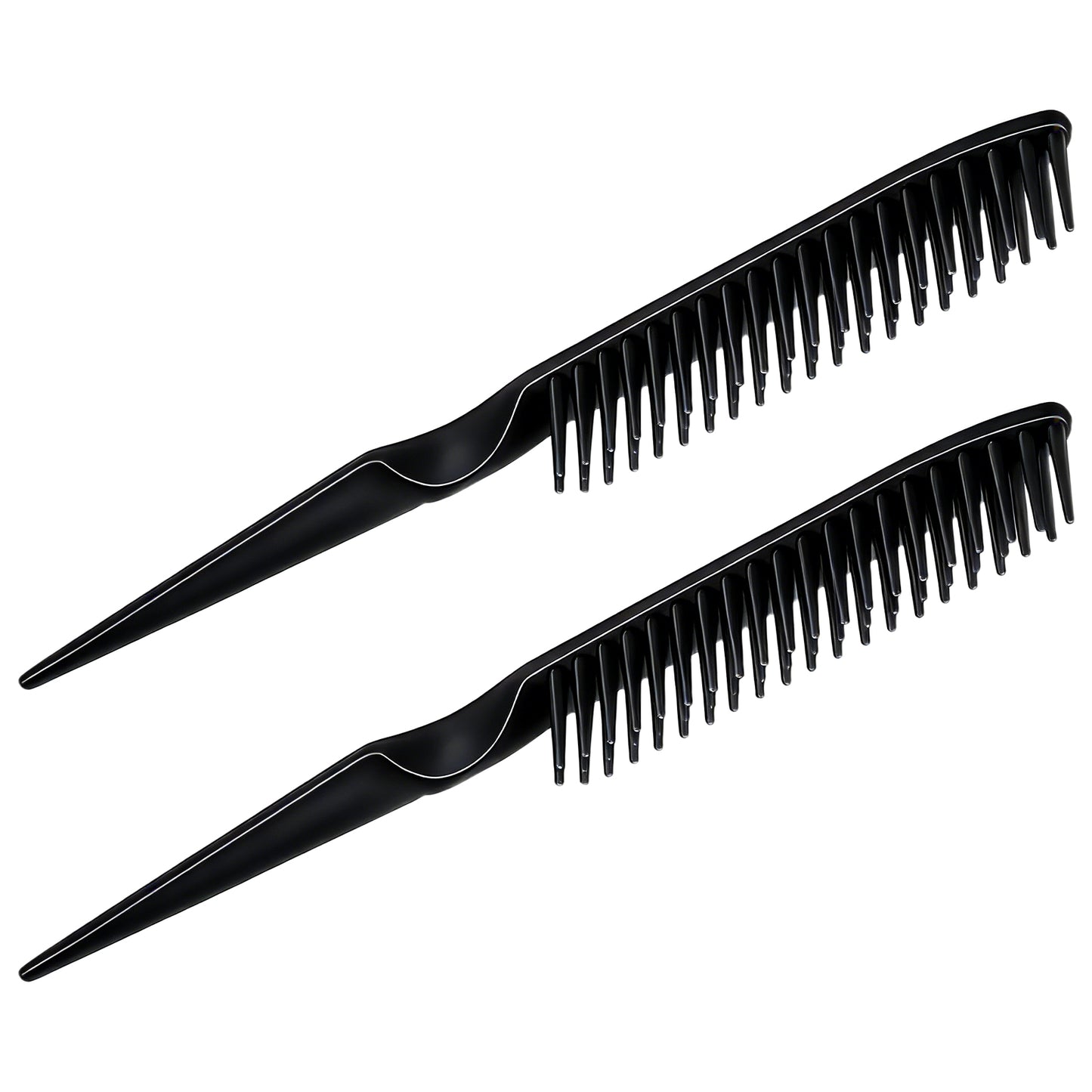 2 Pcs 3 Row Hair Comb for Natural Detangling Curl Rat Tail Styling Comb Set Unbraider Teasing Brush for Combing, Separating, Styling, Sectioning, and Shaping Curls, Women Men(Black)