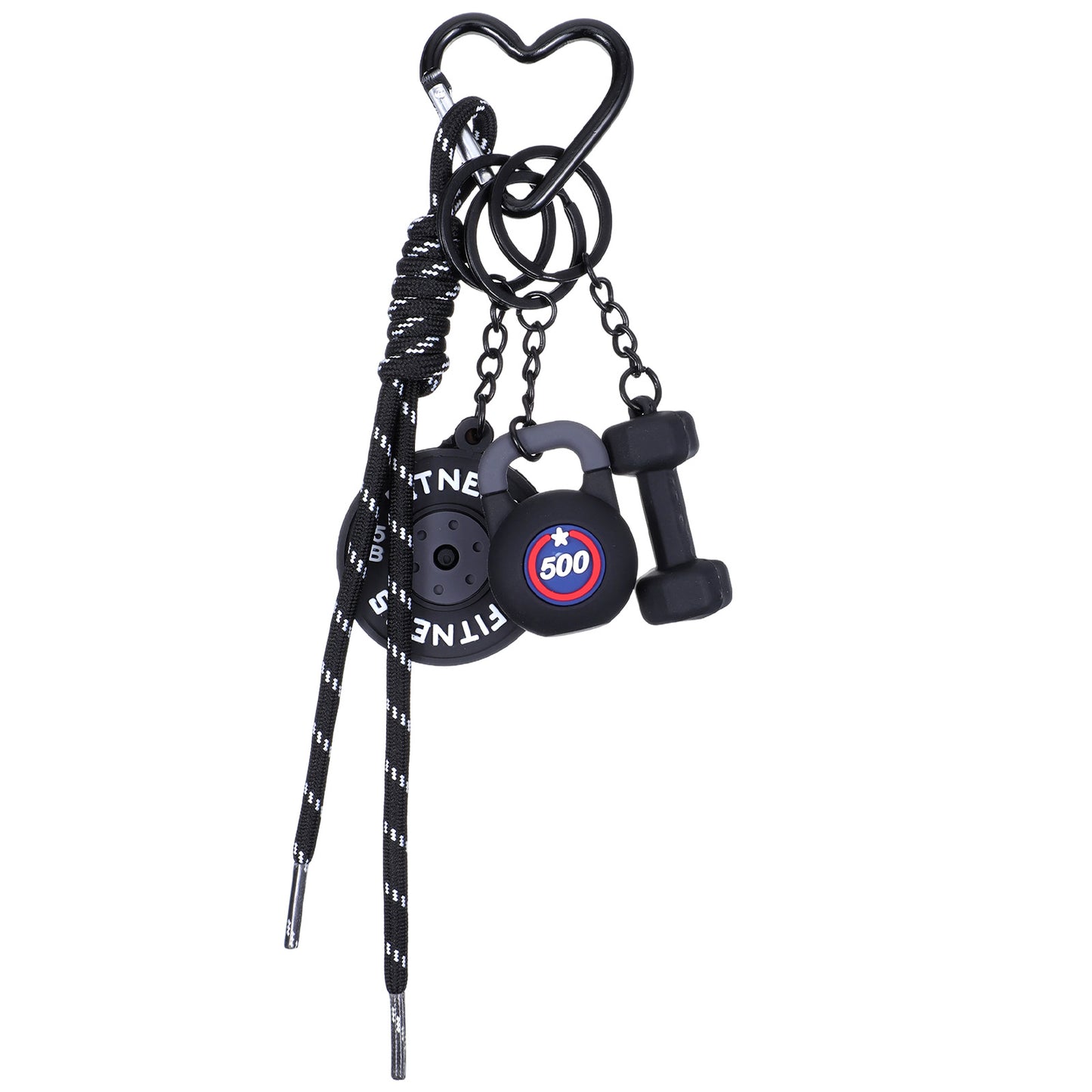 Tucnoeu Gym Dumbbell Barbell Kettlebell Purse Keychain - Black Gym Keychain, Gym Bag Accessories Cute Bag Purse Charms Fitness Gifts