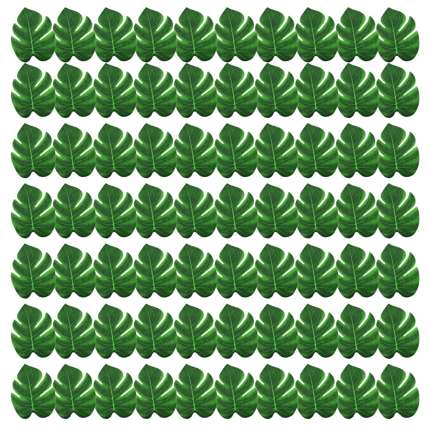 70pcs Artificial Palm Leaves 6 Inch Small Tropical Fake Green Monstera Leaves Mini Palm Leaf Decor For Palms Sunday Safari Jungle Hawaiian Luau Dinosaur Theme Party Table Decoration Wedding Birthday