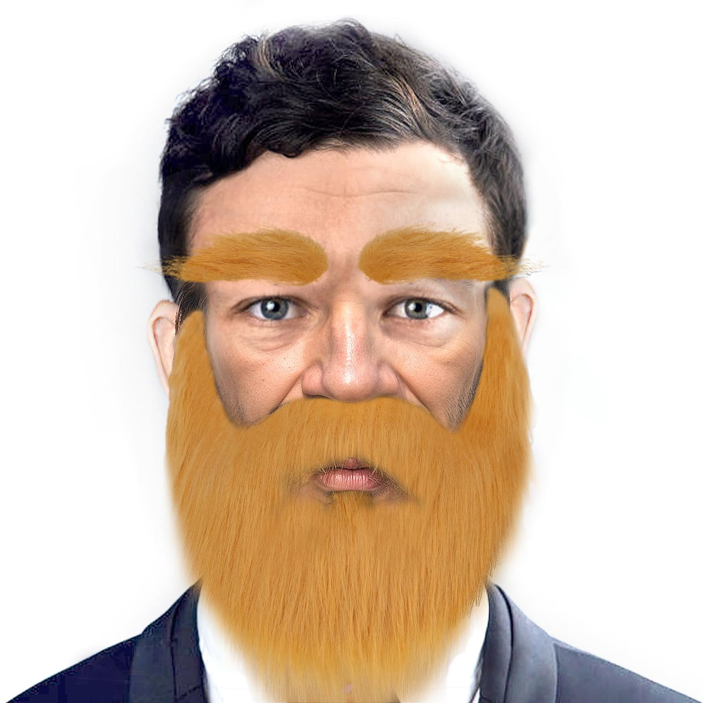 Lusofie Fake Moustache and Eyebrows Set Self Adhesive Novelty Hairy Costume Facial Hair for Halloween Cosplay Party Supplies Decorations Stick On Moustache and Fake Beard Suitable for All Ages(Curry)