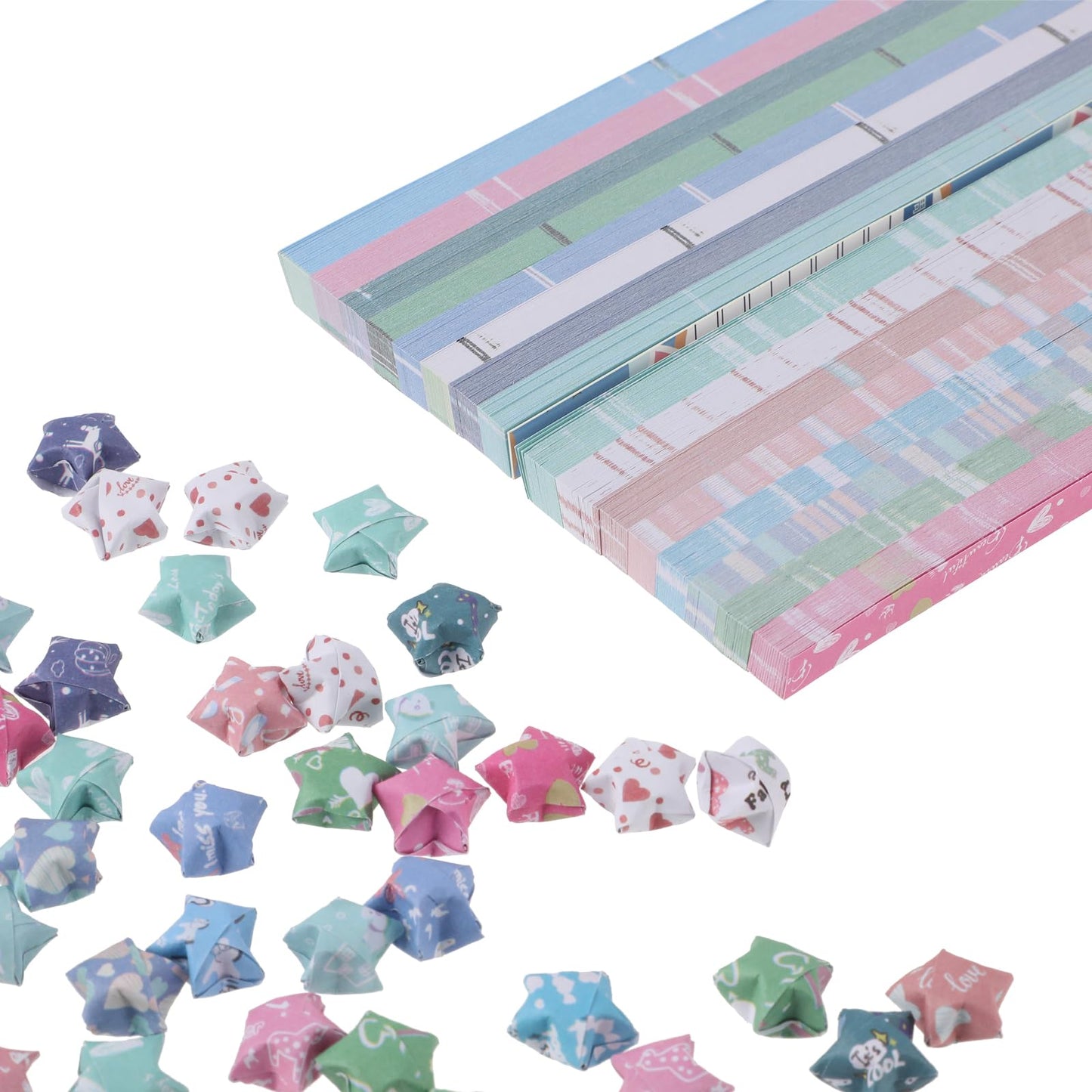 1080 Sheets Star Paper Strips Cartoon Patterned Double Sided Origami Stars Paper Star Making Paper Strips Solid Color Paper Star Strips Lucky Star Paper Star Folding Paper DIY Hand Crafts