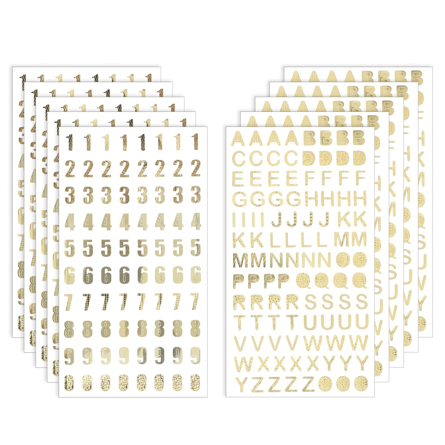 10 Sheets Self Adhesive Alphabet and Number Stickers, 940pcs Stick On Letters, Gold Letter and Number Stickers for Birthday Cards Small Letter Stickers for Mailbox, Water Bottle, Scrapbook, Notebook