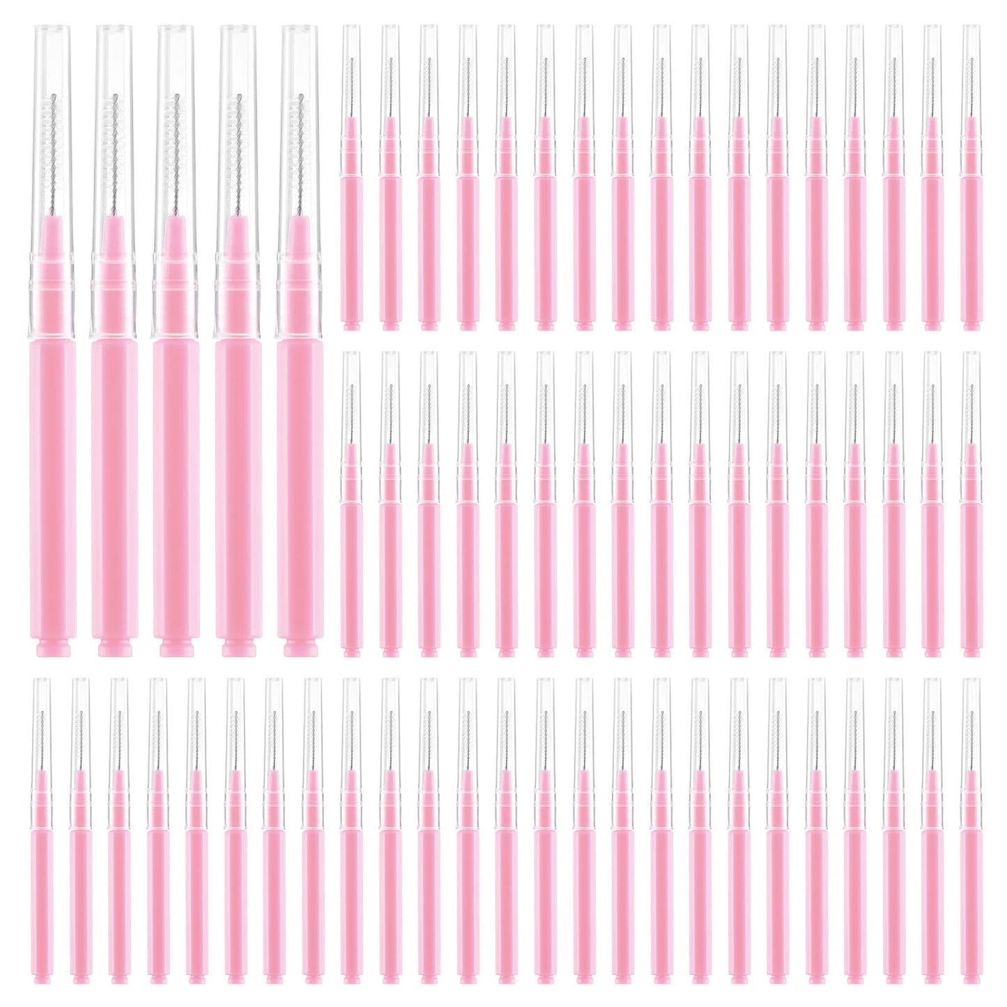 100Pcs Micro Eyebrow Brush with Cap Multifunctional Micro Spoolies