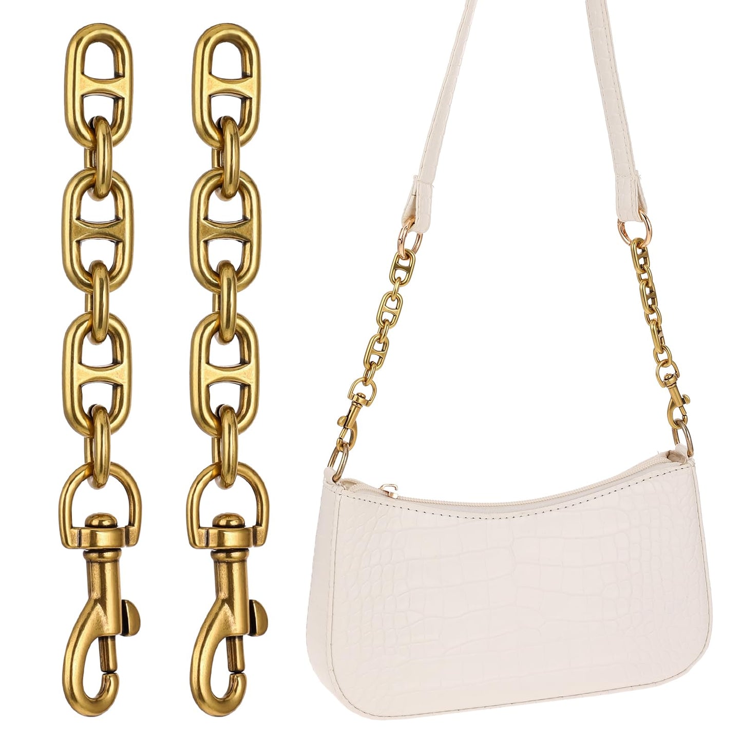 Yolev 2 Pcs Bag Extender Chain Antique Gold Purse Bag Strap Extender Bag Chain for Shoulder Bag Wallet and Handbag 4.7 Inch