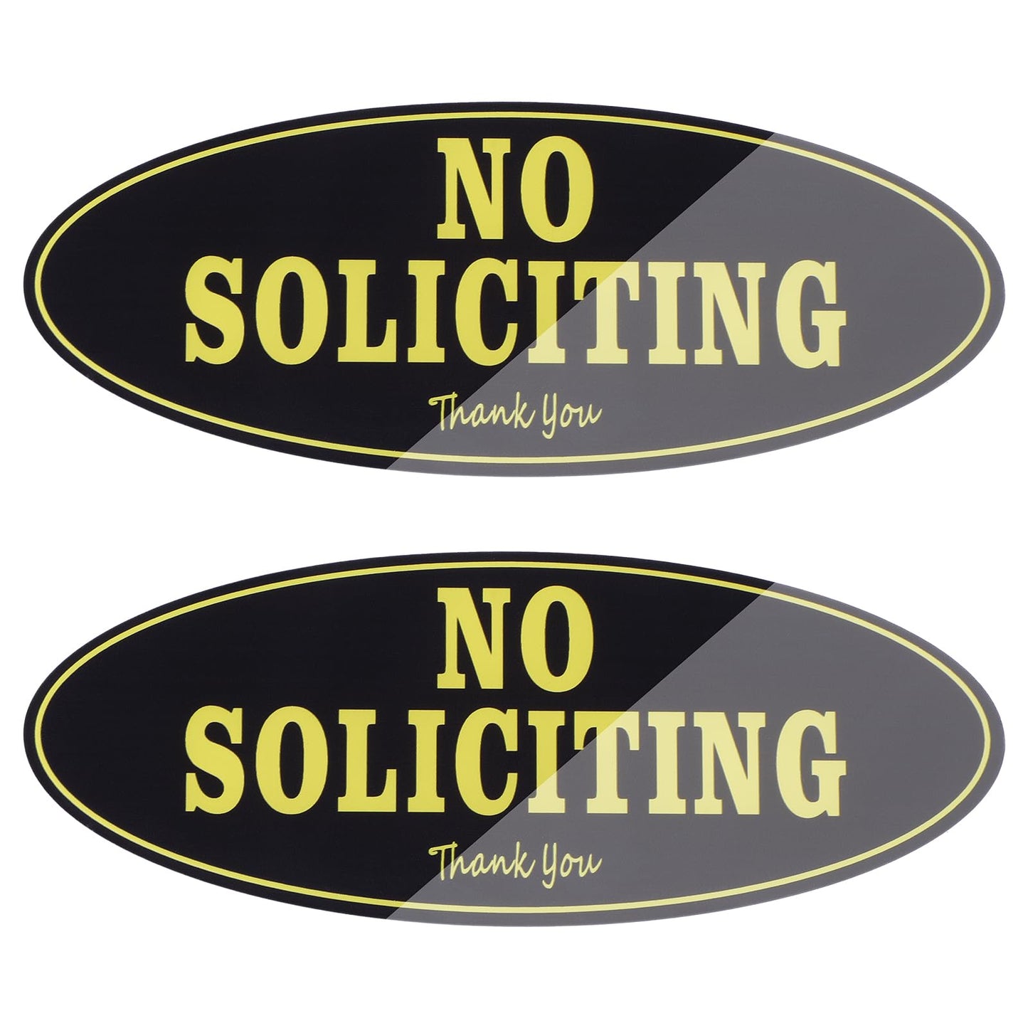 Lusofie 2 Pcs Acrylic No Soliciting Sign For Front Door Ellipse gold lettering No Soliciting Sticker Self-Adhesive No Soliciting Sign For Houses Schools Stores Offices