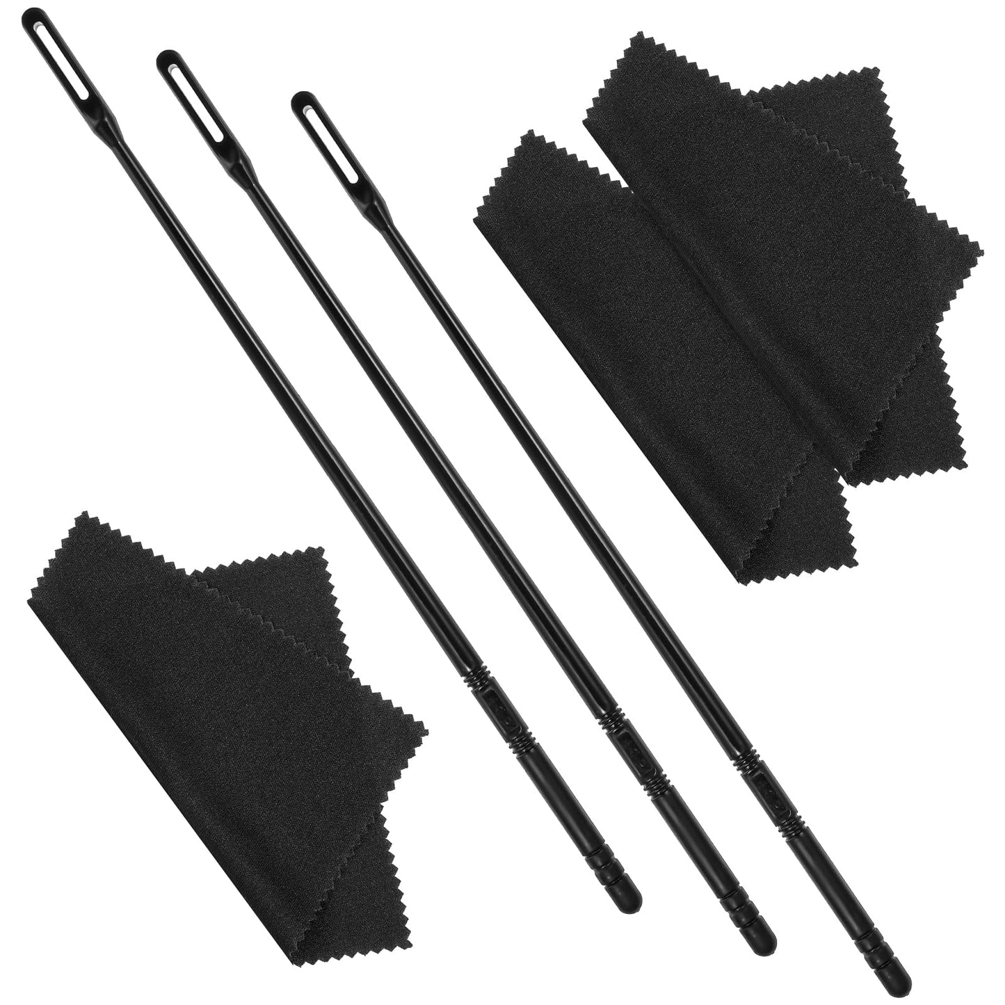 Flute Cleaning Kit, 2 PcsFlute Cleaning Rod and 3Pcs Flute Cleaning Cloth, Saxophone Cleaning Kit for Flute Cleaning and Polishing (Black)