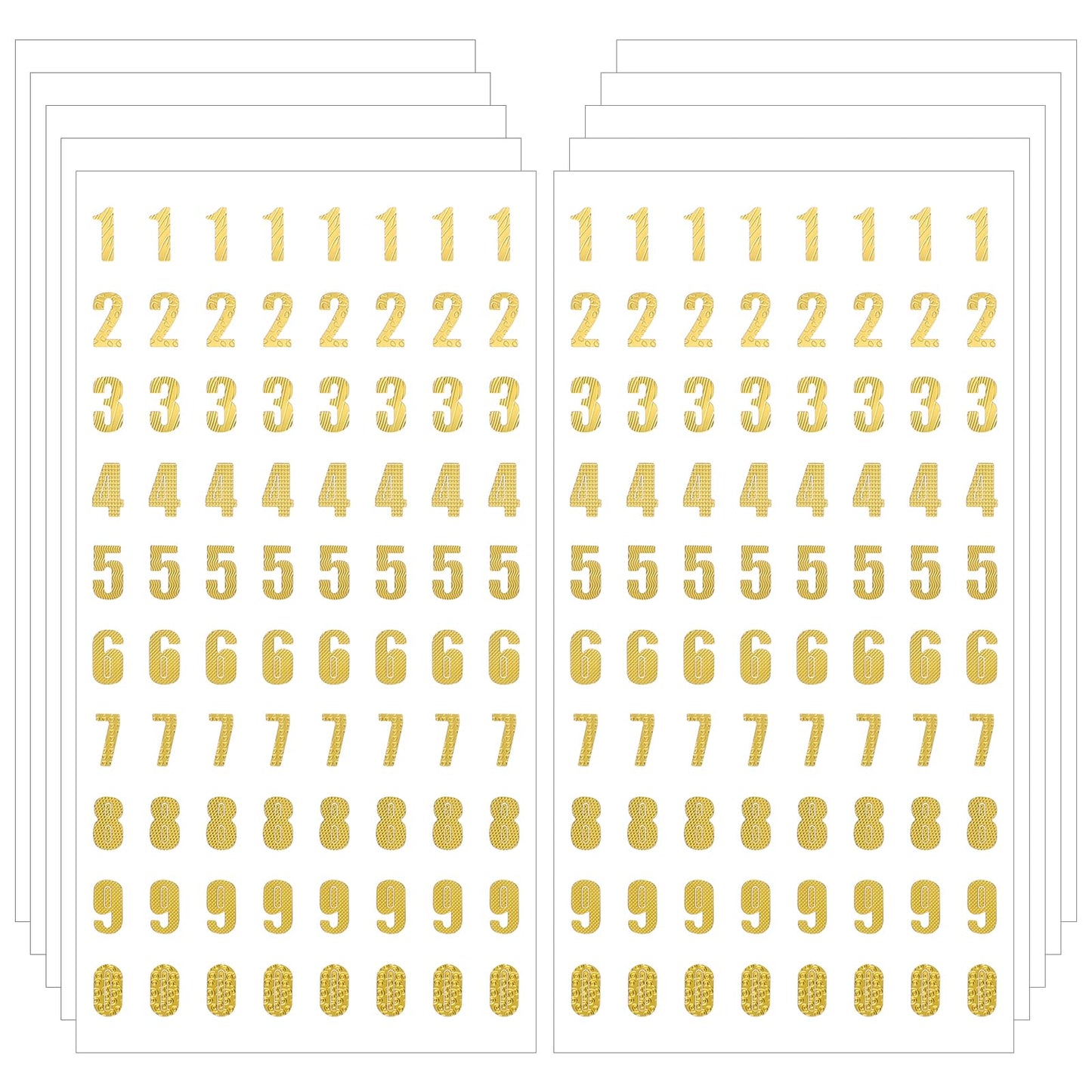 10 Sheets Number Stickers Glitter Stickers Self Adhesive Small Number Stickers Gold & Silver Glitter Number Stickers 0-9 Art Stickers for Scrapbooks Greeting Cards Arts Craft(Gold)