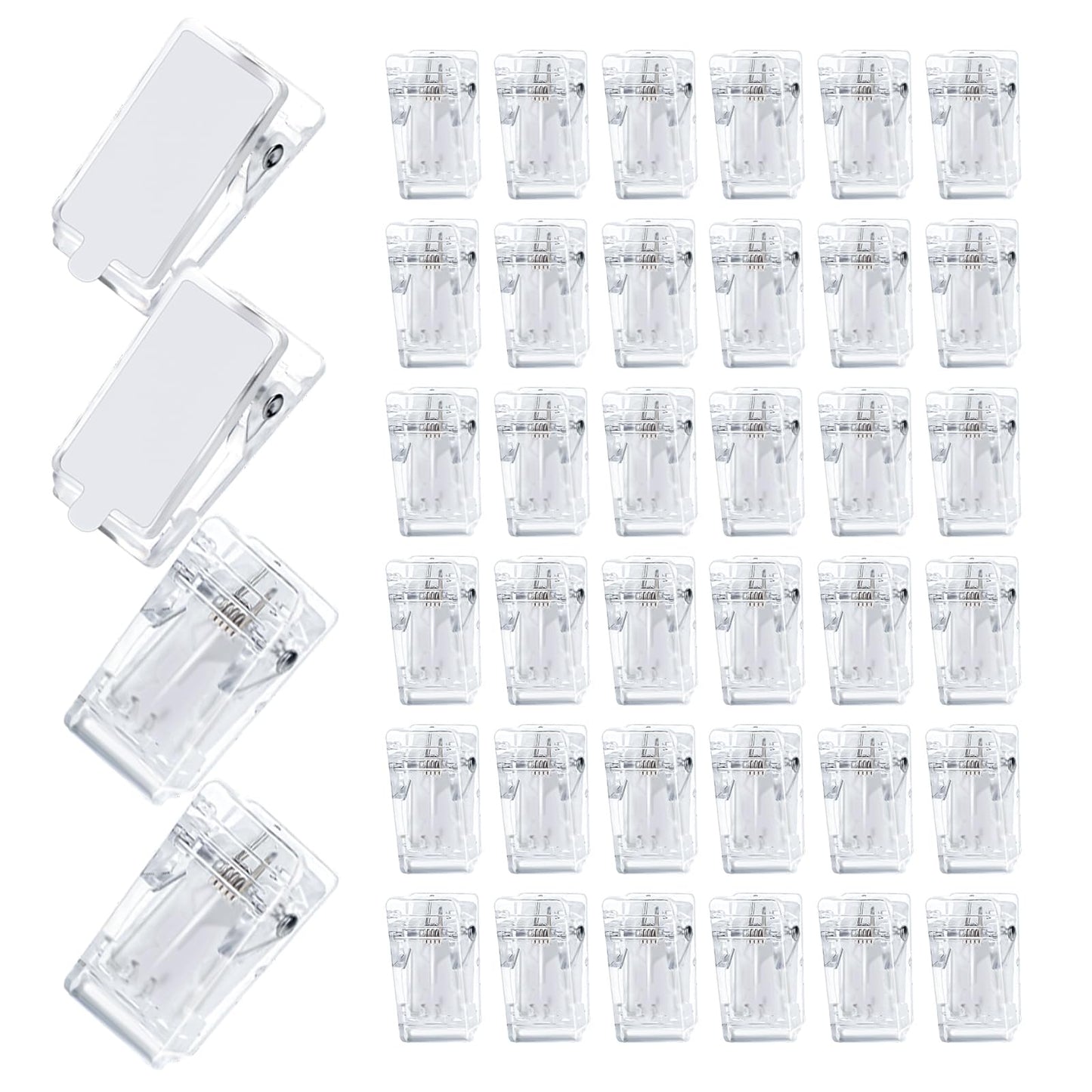 Pack of 40 Self-Adhesive Spring Clips Sticky Spring Clips Plastic Adhesive Clips Outdoor Photo Clips Cable Clips Self-Adhesive Mini Wall Clips for Hanging Photo Documents Posters