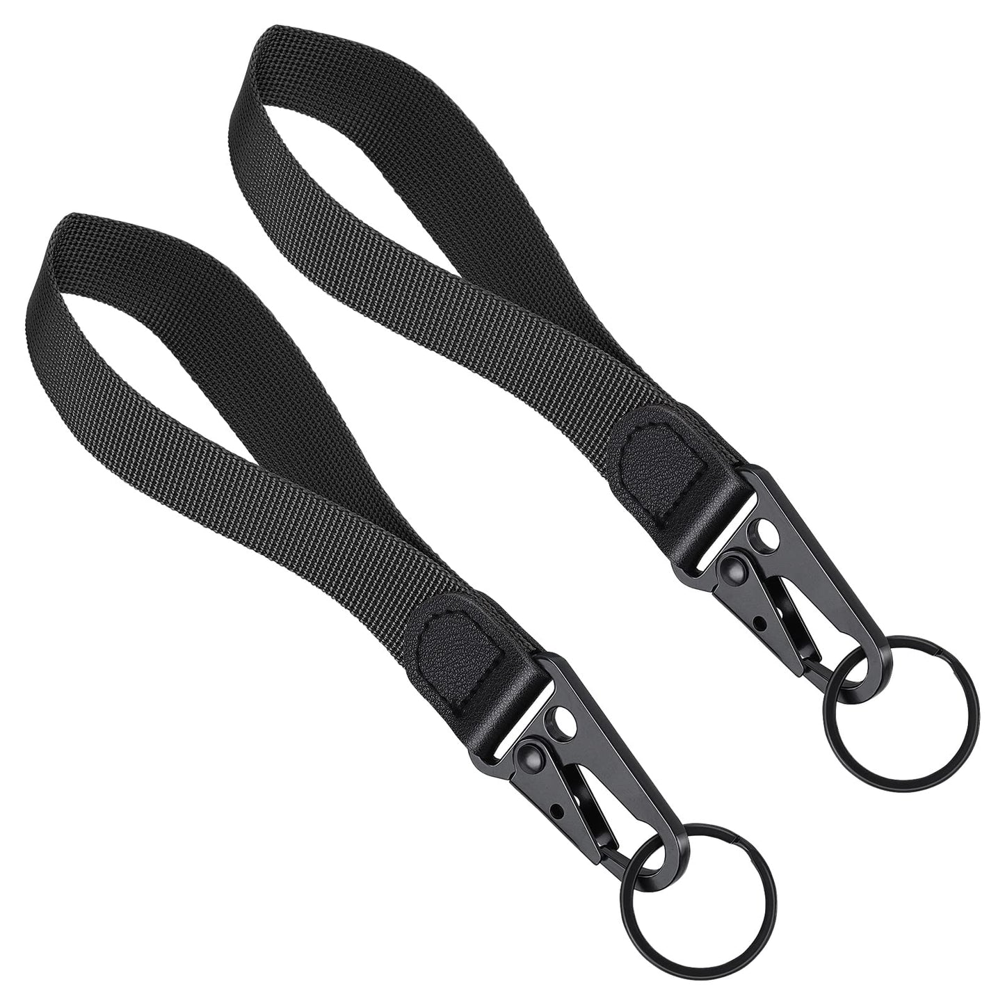 Lusofie 2Pcs Keychain Lanyard Wrist Lanyard for Keys Black Strong Nylon Wristlet Strap Wrist Lanyard Holder for Men Women