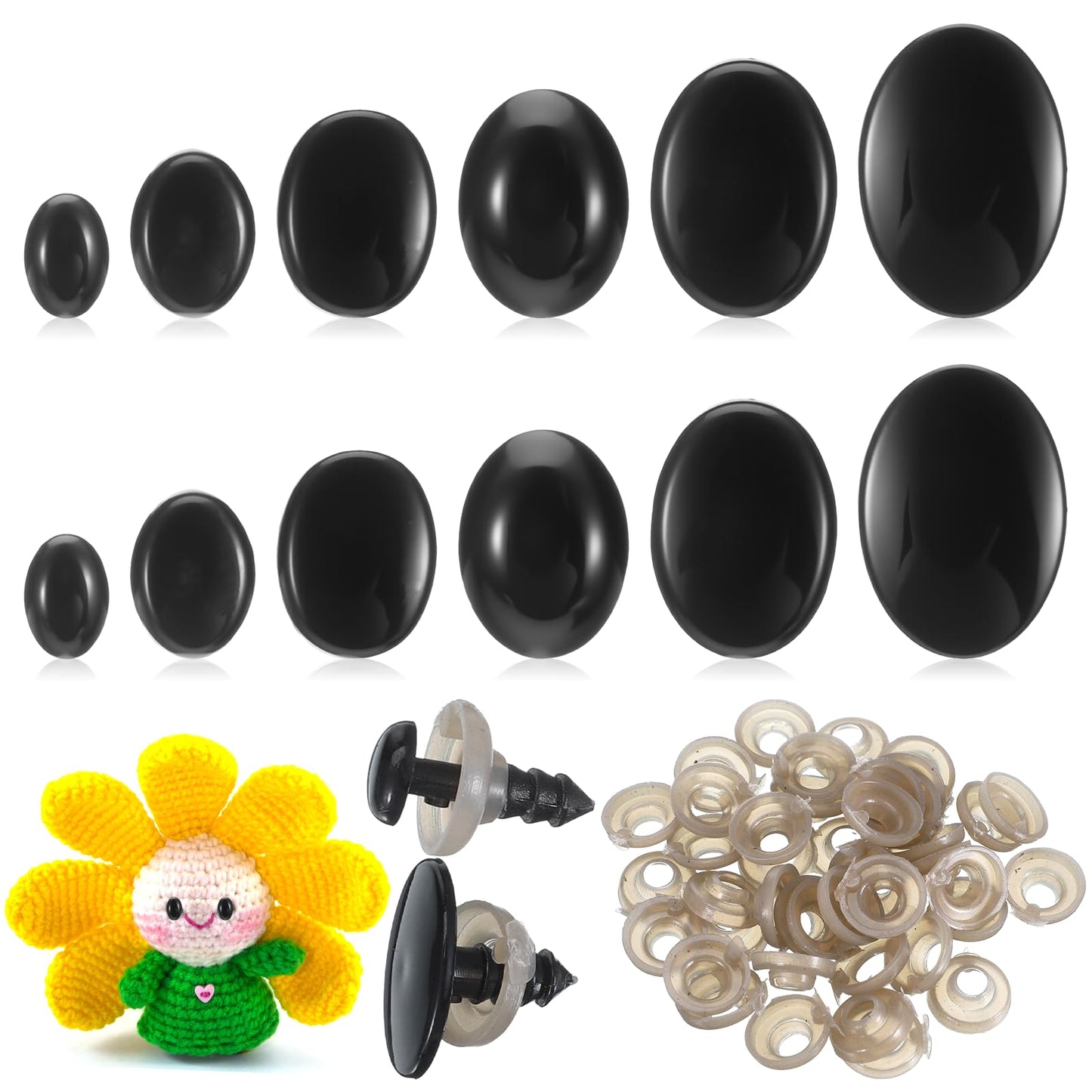 Dimioaoa 360Pcs Plastic Crochet Safety Eyes and Noses for Crocheting