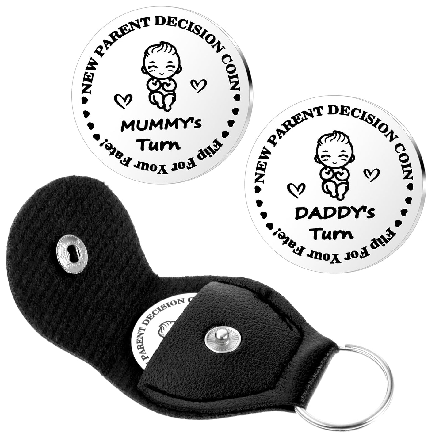 Lusofie Gifts For New Mom New Dad Gifts First Tme Dad Gifts Titanium Steel Decision Coin With Double Side Pocket Hug Token With Keychain For Christmas Birthday Valentine'S Day (30 mm/1.2 Inch)