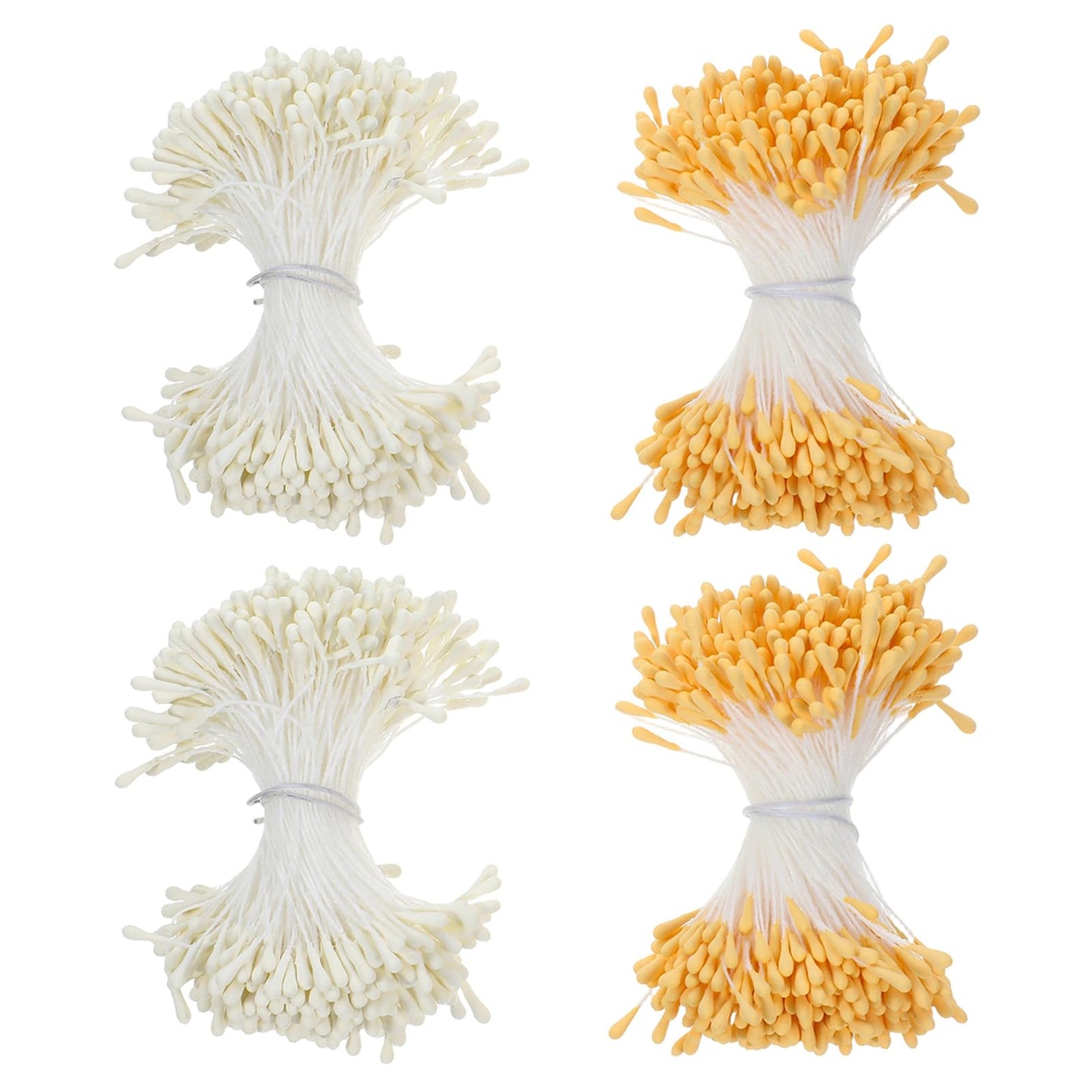 1600 PCS Flower Stamens for Crafts - 2mm Double Heads Stamens for Flower Making - Yellow Artificial Floral Stamen for Pipe Cleaner Flowers DIY Floral Picks Scrapbook Christmas Card Wedding Decoration