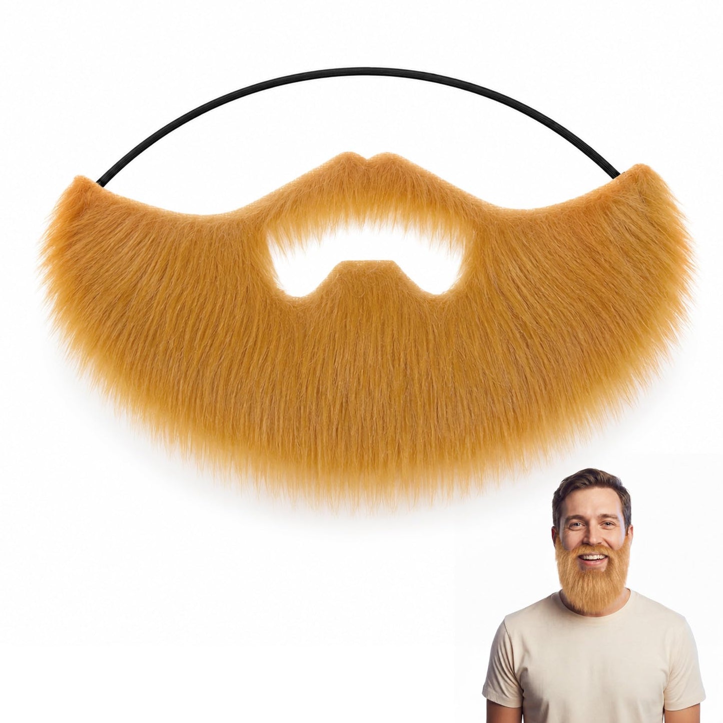 3PCS Halloween Fake Beards Set with Double-Sided Adhesive and Small Comb