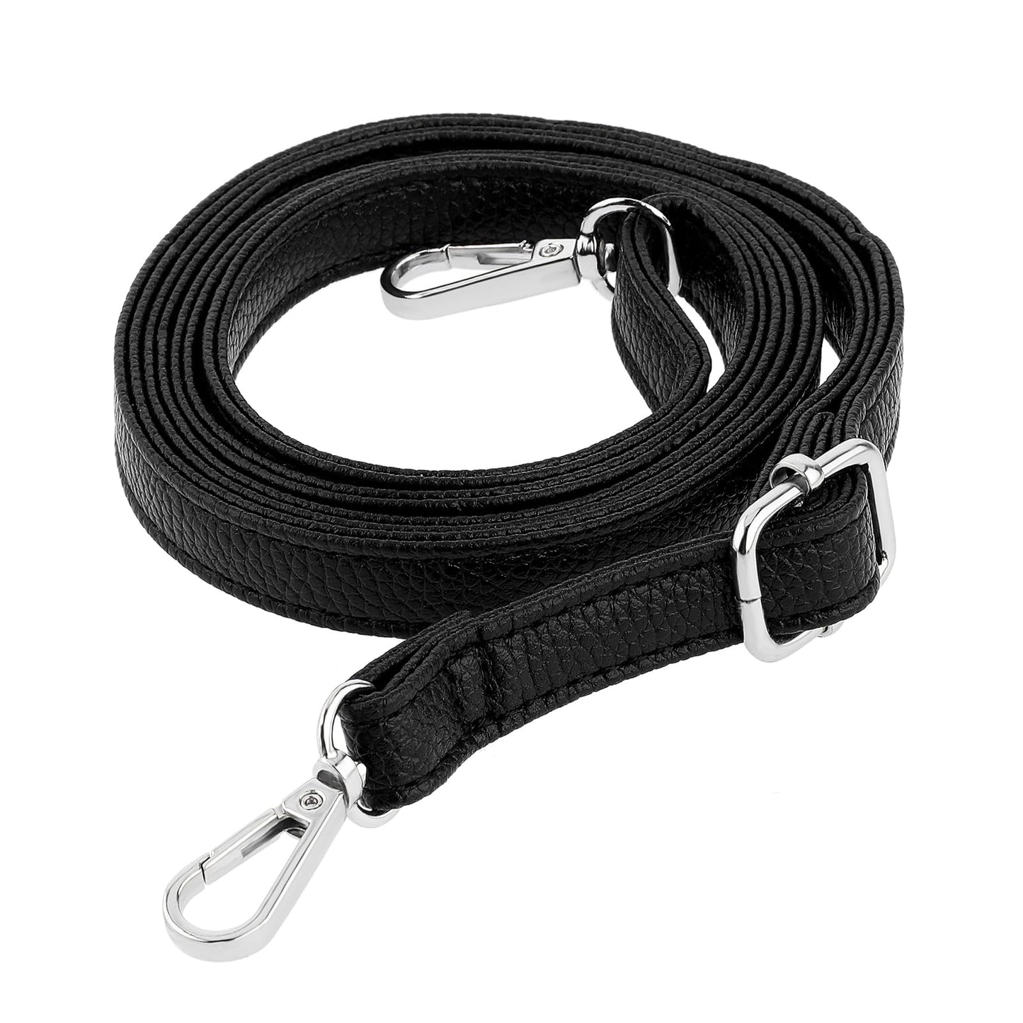 Telooco Leather Shoulder Strap Replacement 85-150cm Adjustable Leather Belt for Purse Crossbody Handbags(Silver Buckle)