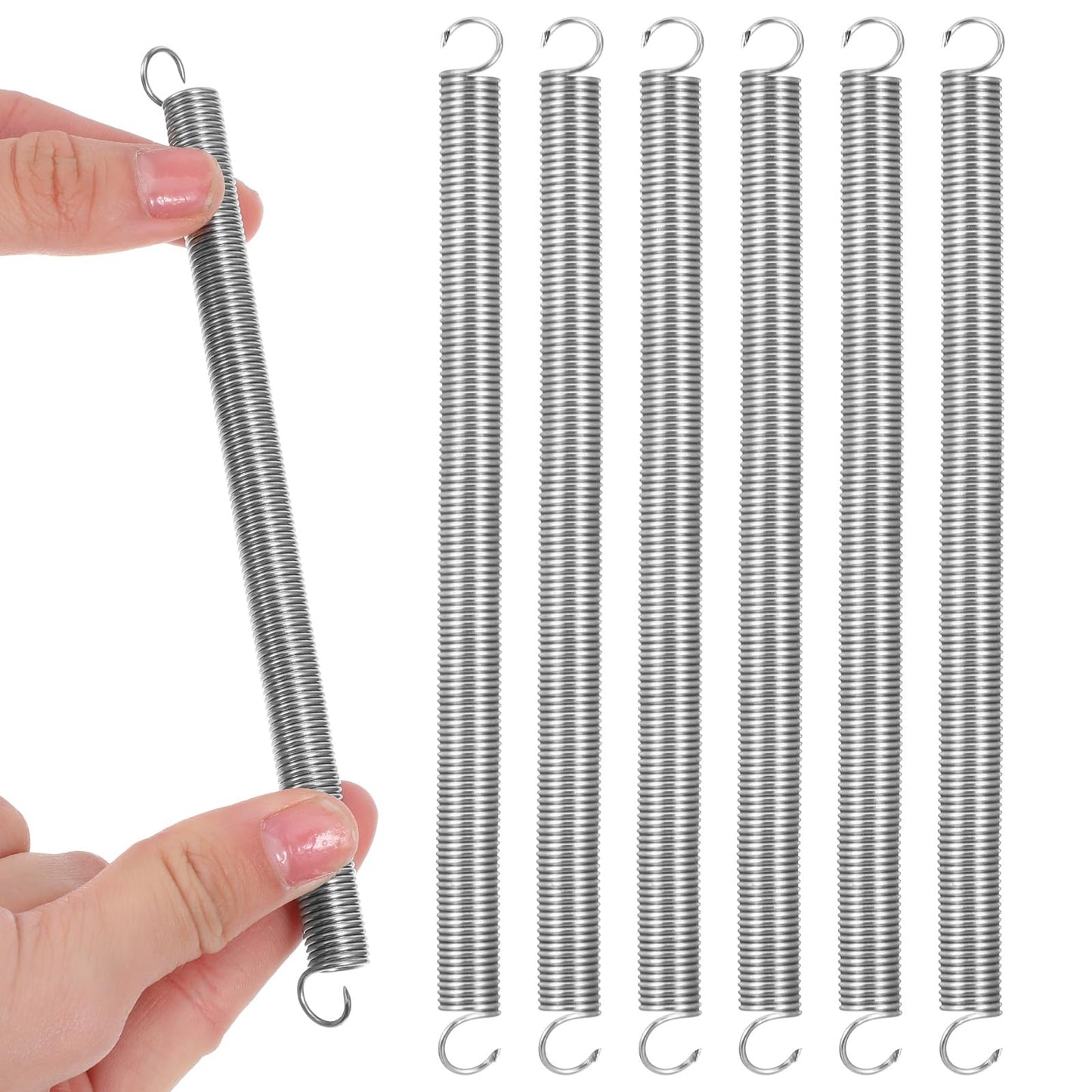 Tension Springs with Hooks, Stainless Steel Tension Springs, Length 16.5 cm, Outer Diameter 10 mm, Assorted Steel Spring Tension Springs, Pack of 6