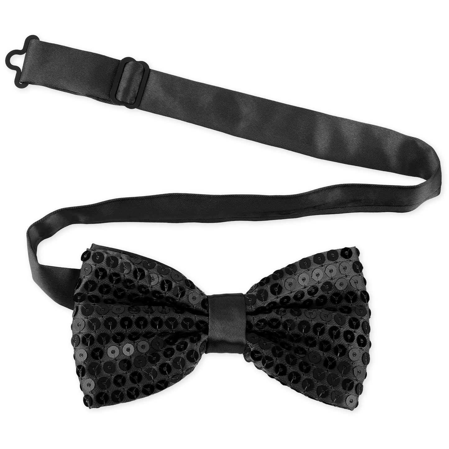 Lusofie Pre-Tie Mens Bow Ties Sequin Black Bow Tie Adjustable Length Bowtie for Men Boys Wedding Party Banquet