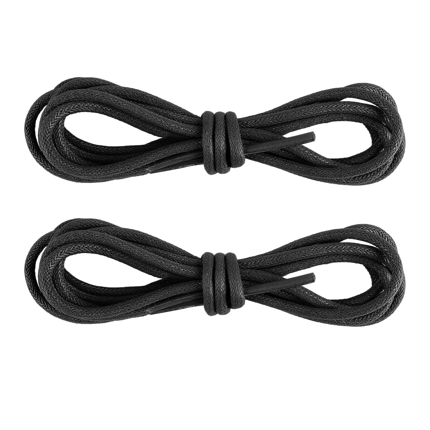 Lusofie 2 Pairs Black Shoe Laces Round 80cm Men Waxed Shoelaces Leather Laces for Walking Oxford Trainer Rope Laces Boot Dress Shoes Boots Formal Brogues Derby Shoes Lace