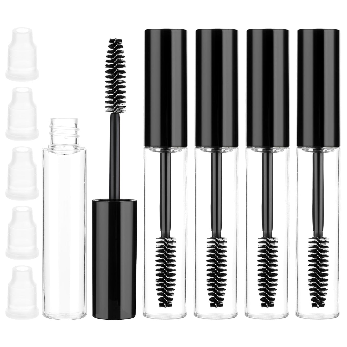 10ml Empty Mascara Tube,5pcs Clear Mascara Tube with Wand,Mascara Tubes Empty for Castor Oil,Empty Mascara Tube and Wand(Black)