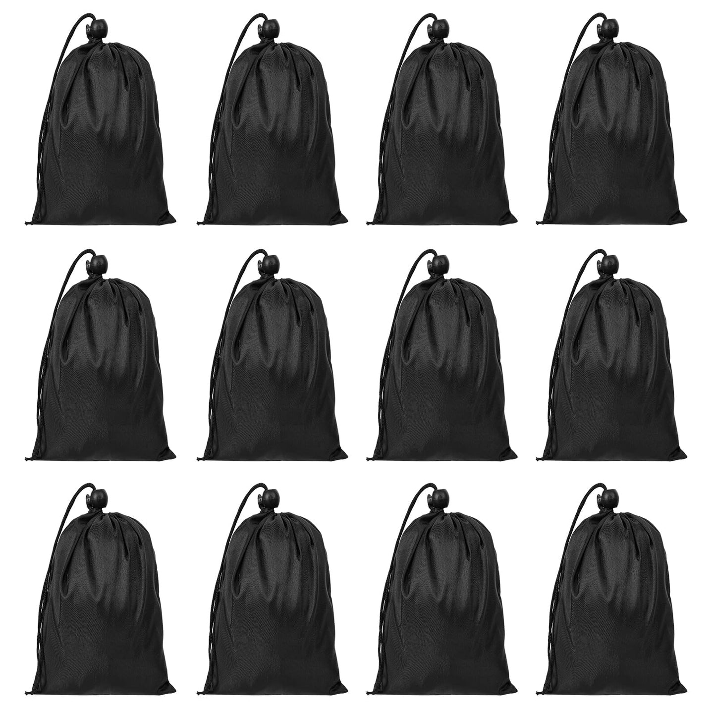Lusofie 12 Pcs Drawstring Bags Bulk Black Cinch Bags Drawstring Bag Nylon Draw String Back Bag Waterproof Storage for Gym Sports Travel for Men Women(5.3×7.7inch)