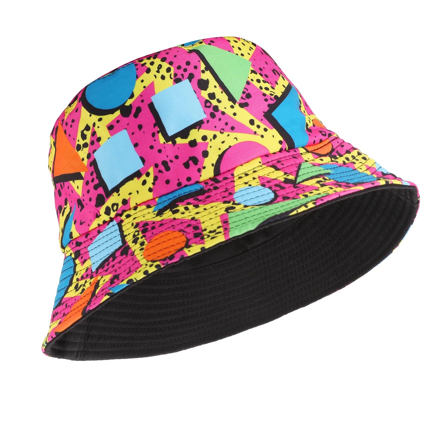 Retro 80s 90s Bucket Hat Packable Outdoor Sun Fisherman Hat Reversible Funny Summer Beach Fishing Hat for Men Women Multicoloured