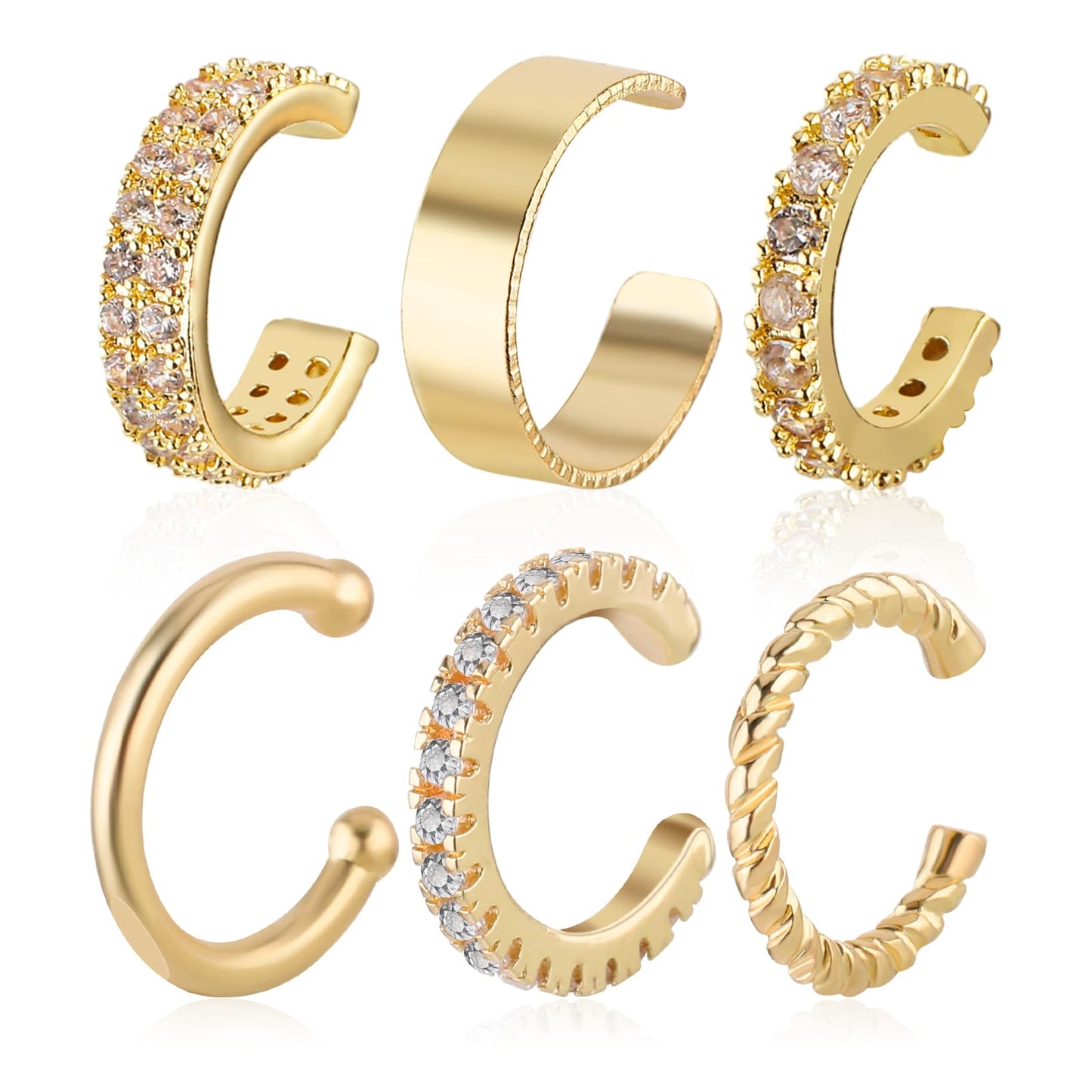 6Pcs Gold Plated Ear Cuffs for Women Non Piercing Earrings Clip on Earrings Fake Earcuff Earrings Cartilage Earrings Valentines Day Gifts for Her