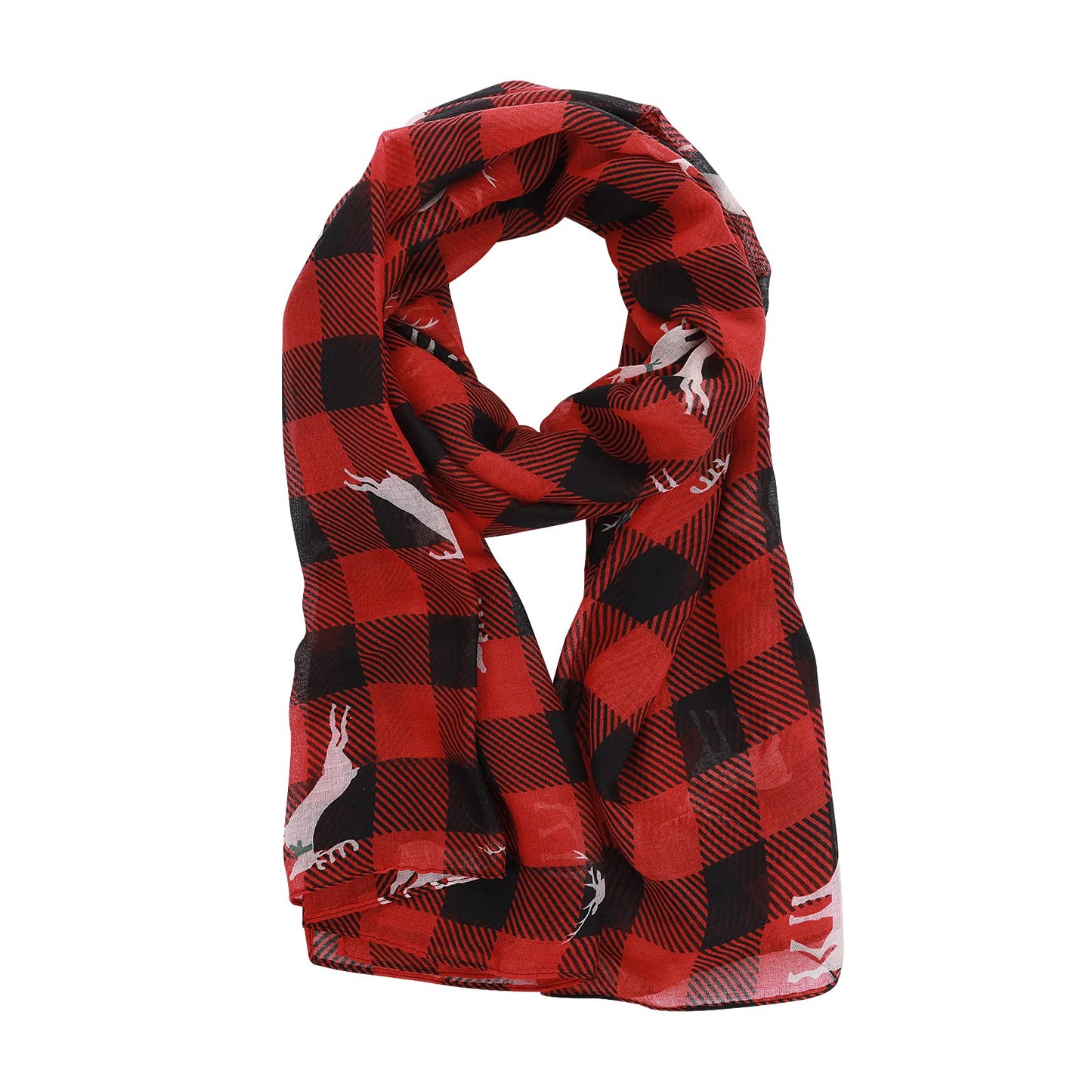 Lusofie Christmas Neck Scarf Unisex Winter Tartan Scarf Reindeer Christmas Theme Scarves Xmas Scarves for Christmas Clothing Accessories