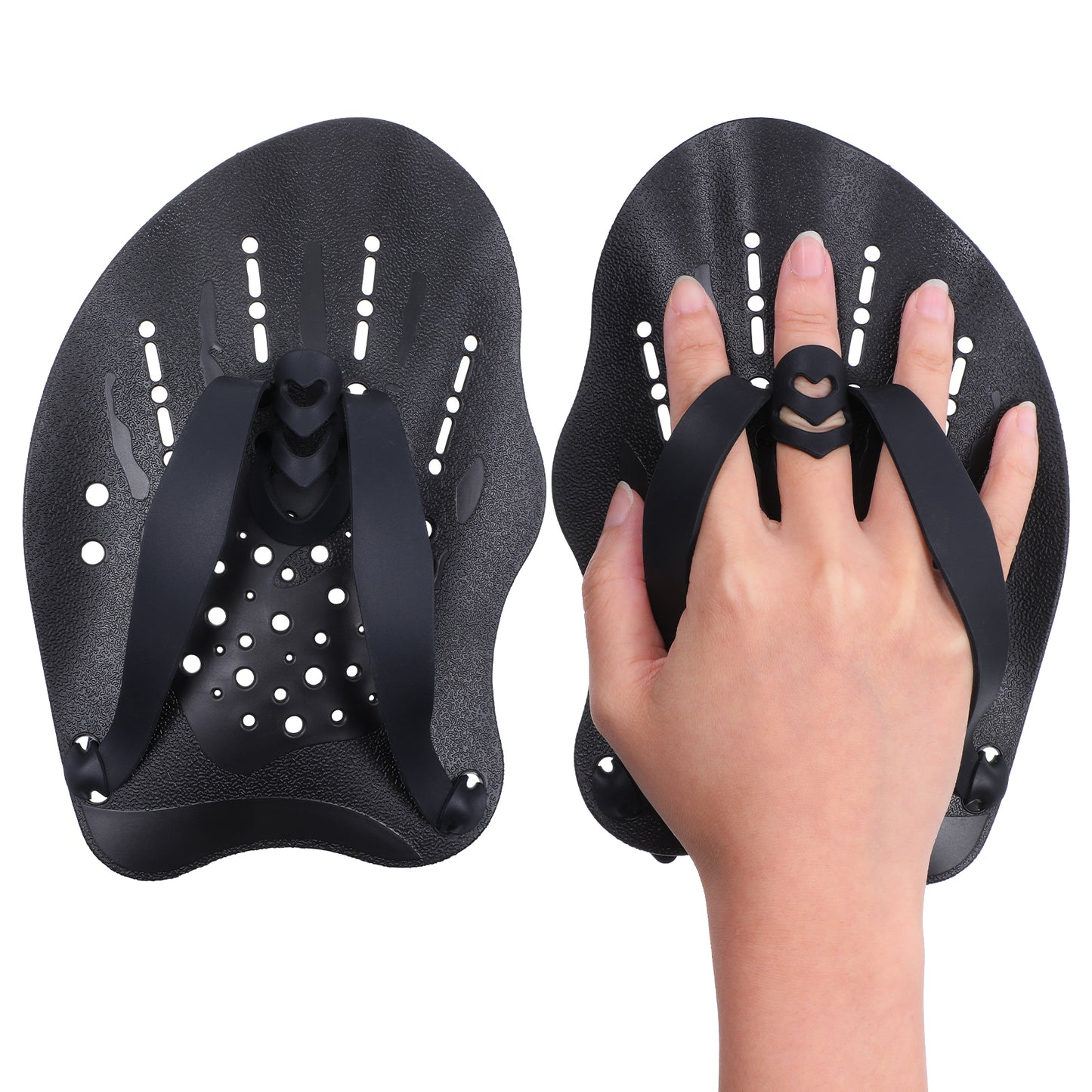 2pcs Swim Hand Paddles Adjustable Straps Swim Paddles for Lap Swimming Training Swimming Hand Paddle Gear for Women Men Improves Speed Form Stroke Technique