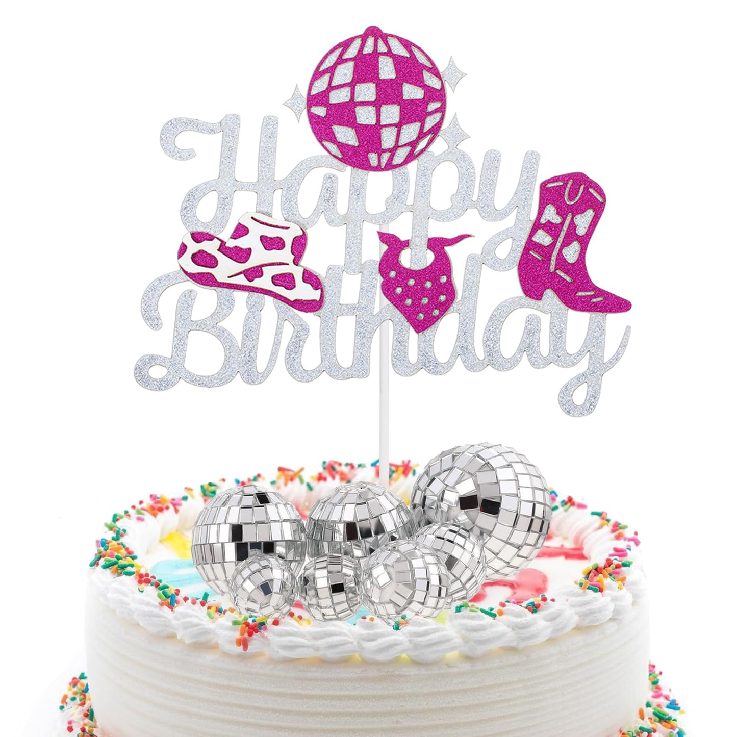 Cowgirl Birthday Cake Topper 1Pcs Disco Cowgirl Party Decorations Cowgirl Birthday Party Decorations Cowgirl Cupcake Toppers Make Your Party More Attractive Glitter Silver Pink Cowgirl Party Supplies