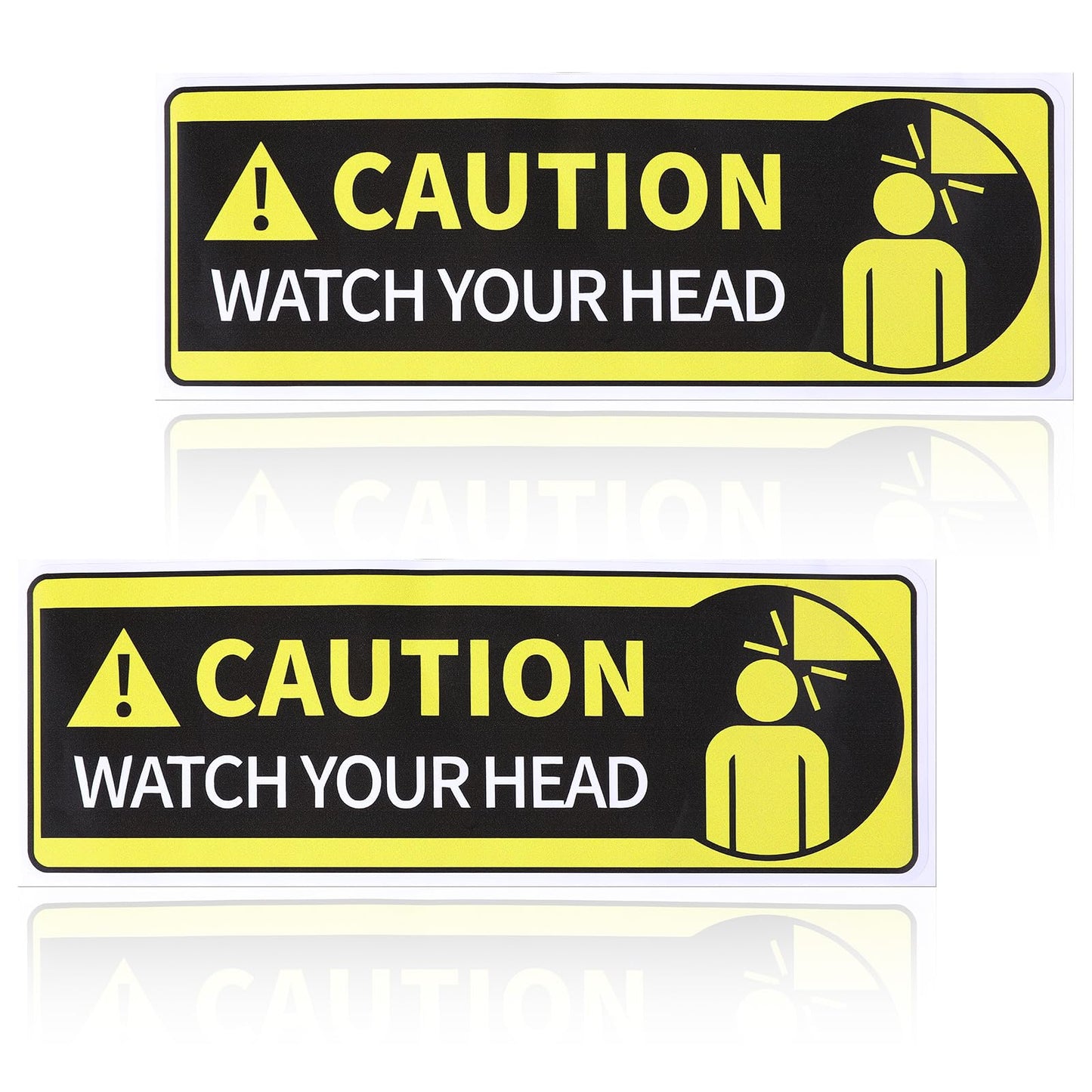 2 Pack Watch Your Head Sign, Self Adhesive Vinyl Caution Mind Your Head Safety Sign Stickers for Stairs Basement and Factory UV Protected Fade Resistant