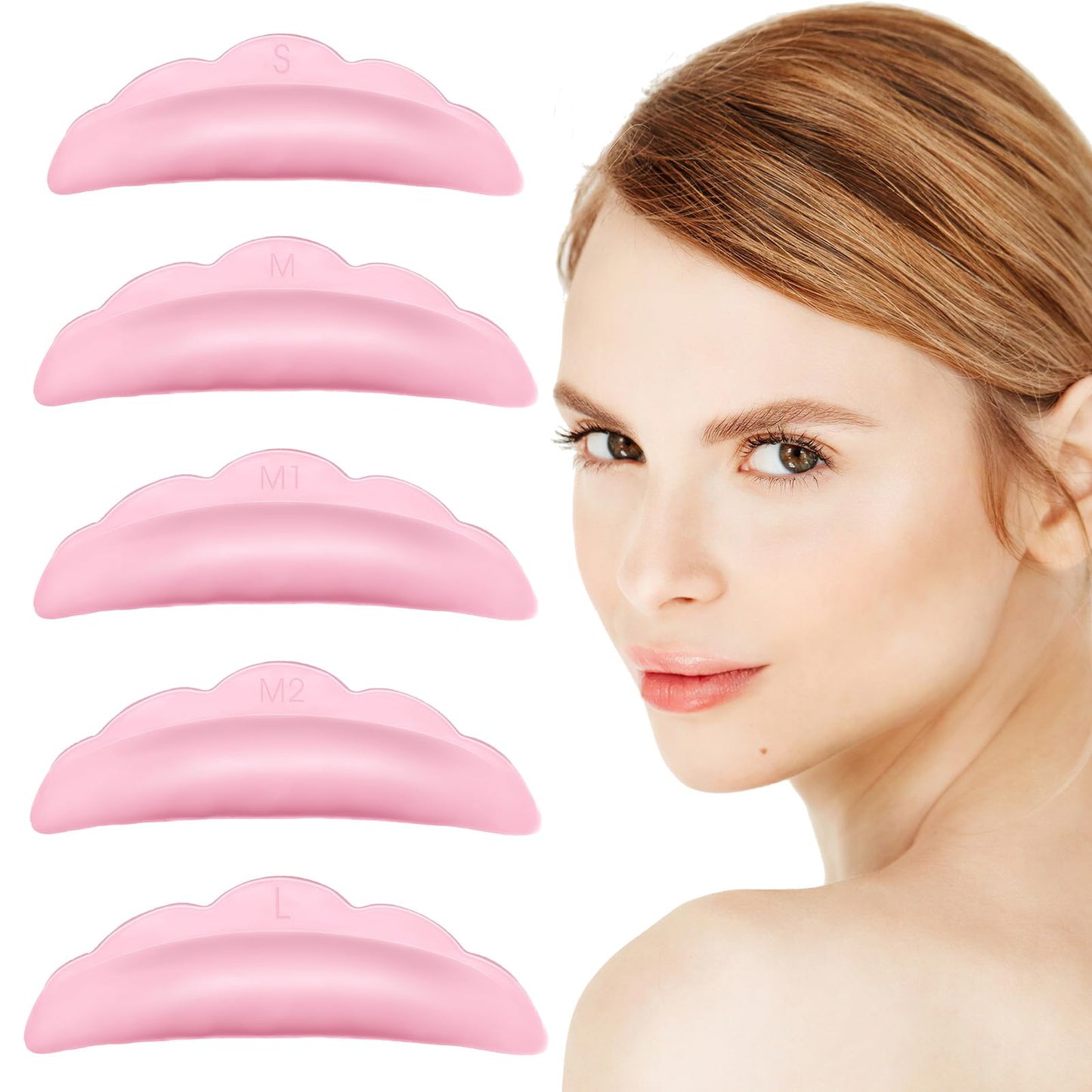 60Pcs Silicone Lash Lift Rods, S-M 5Sizes Eyelash Pads for Eyelashes Makeup Tool, Reusable Curler Pad Pads Eyelash Shields for Perm Curls Kits Pink Eyelash Curler Supplies (Pink)